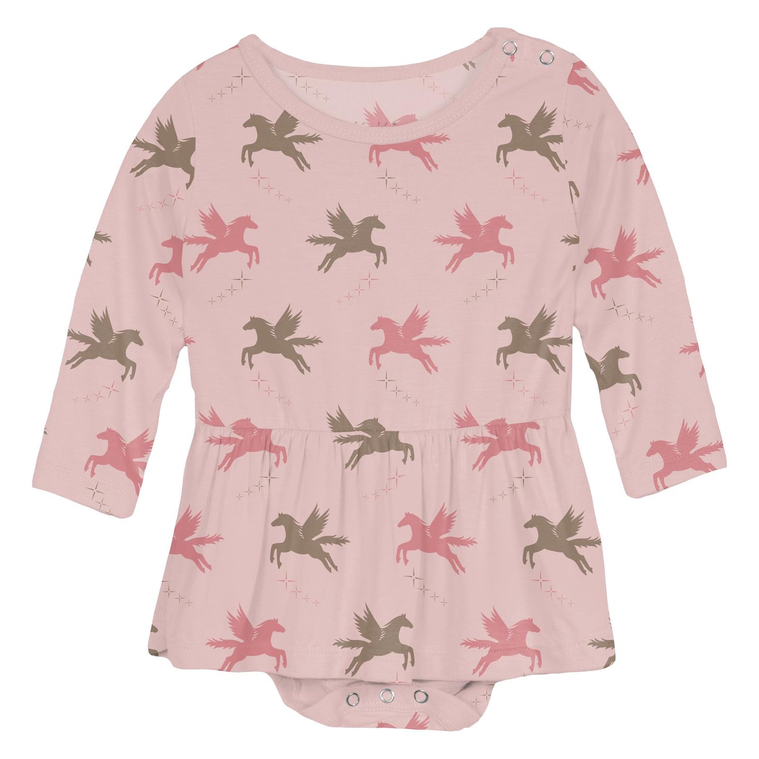 Print Long Sleeve Skirted One Piece in Baby Rose Pegasus (364340)