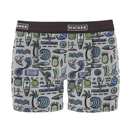 Men's Print Boxer Brief in Dove Surf (375180)