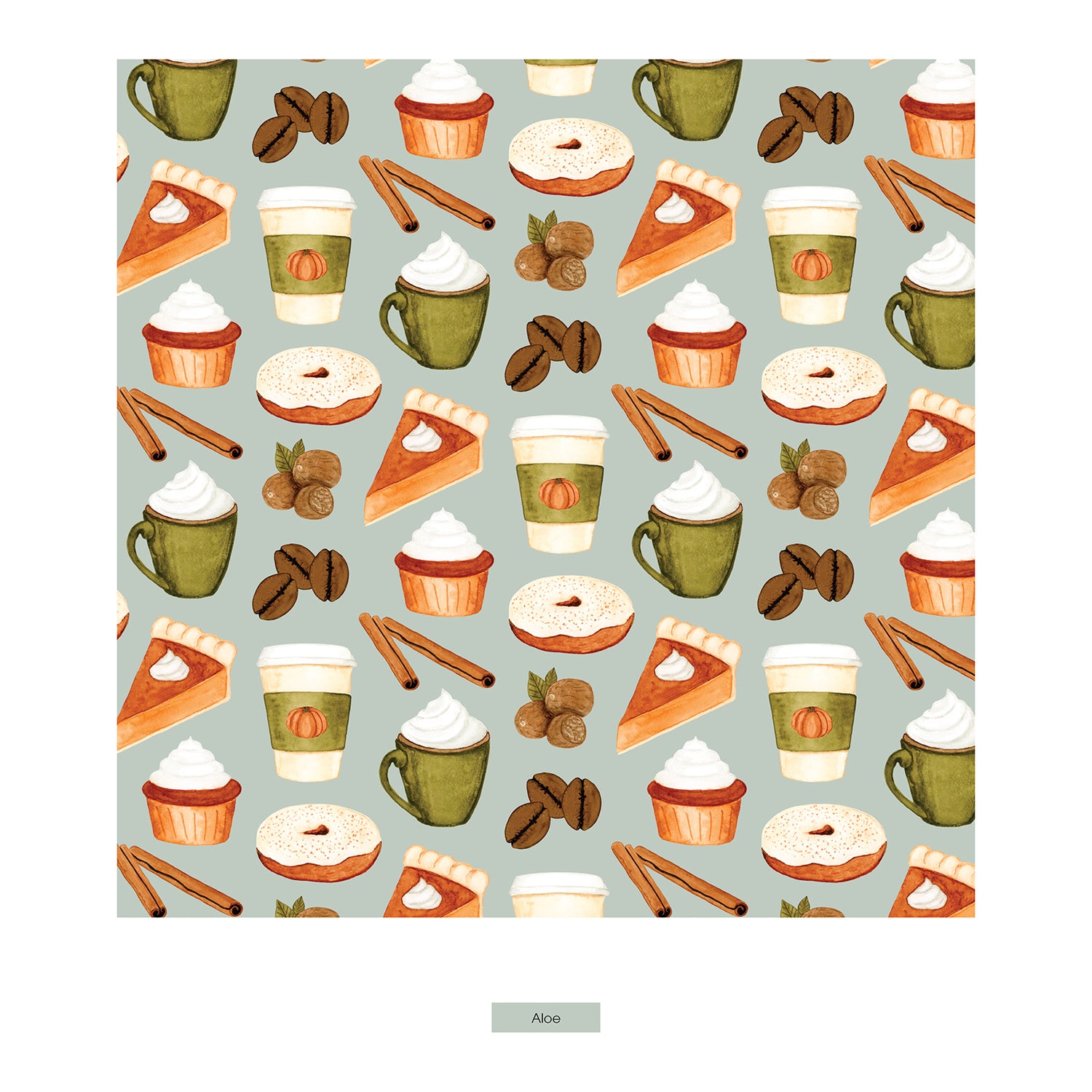 Print Coverall with 2 Way Zipper in Aloe Pumpkin Spice (340185)