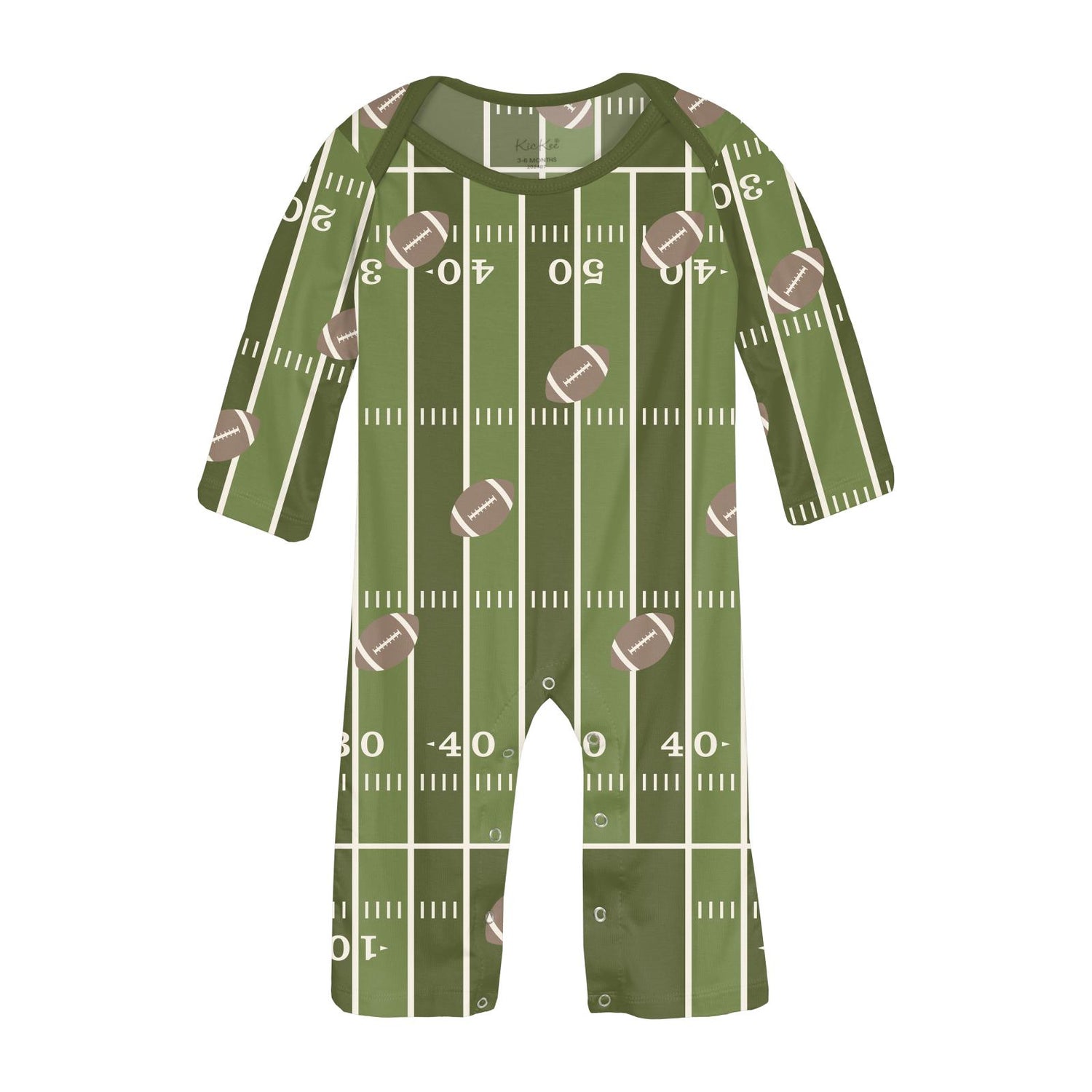 Print Long Sleeve Beau Romper in Pesto Football (341822)