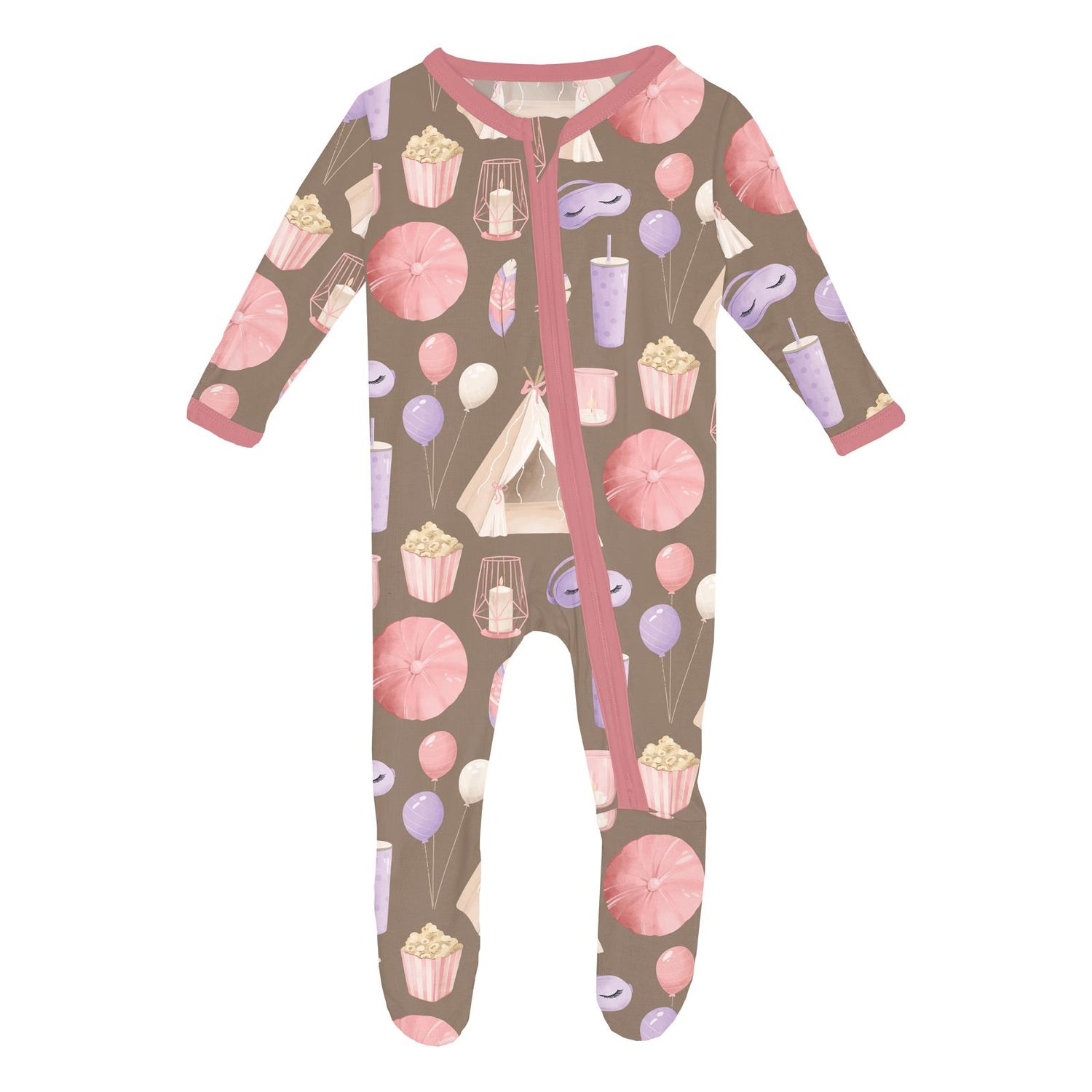 Print Footie with 2 Way Zipper in Portabella Slumber Party (368614)