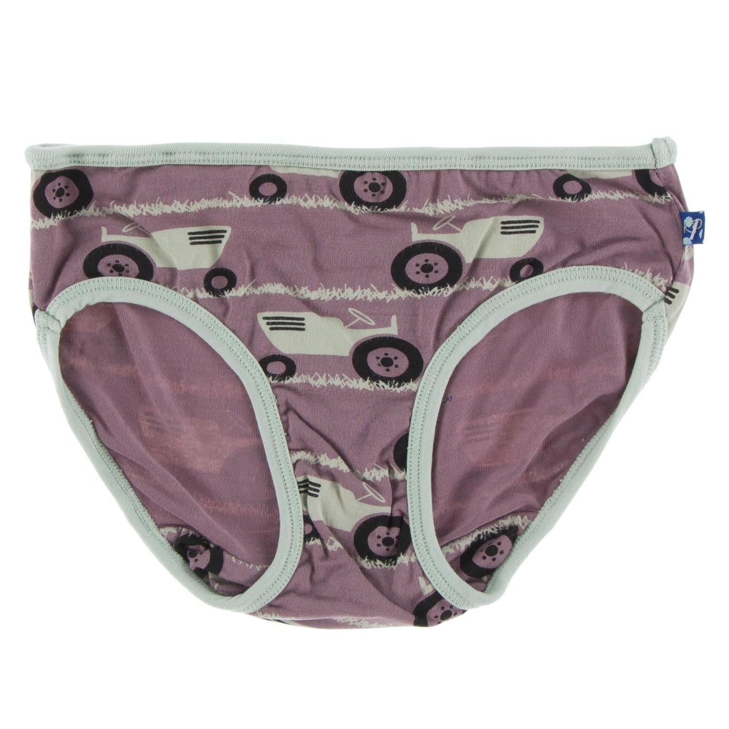 Print Girl Underwear in Raisin Tractor and Grass with Aloe (242929)