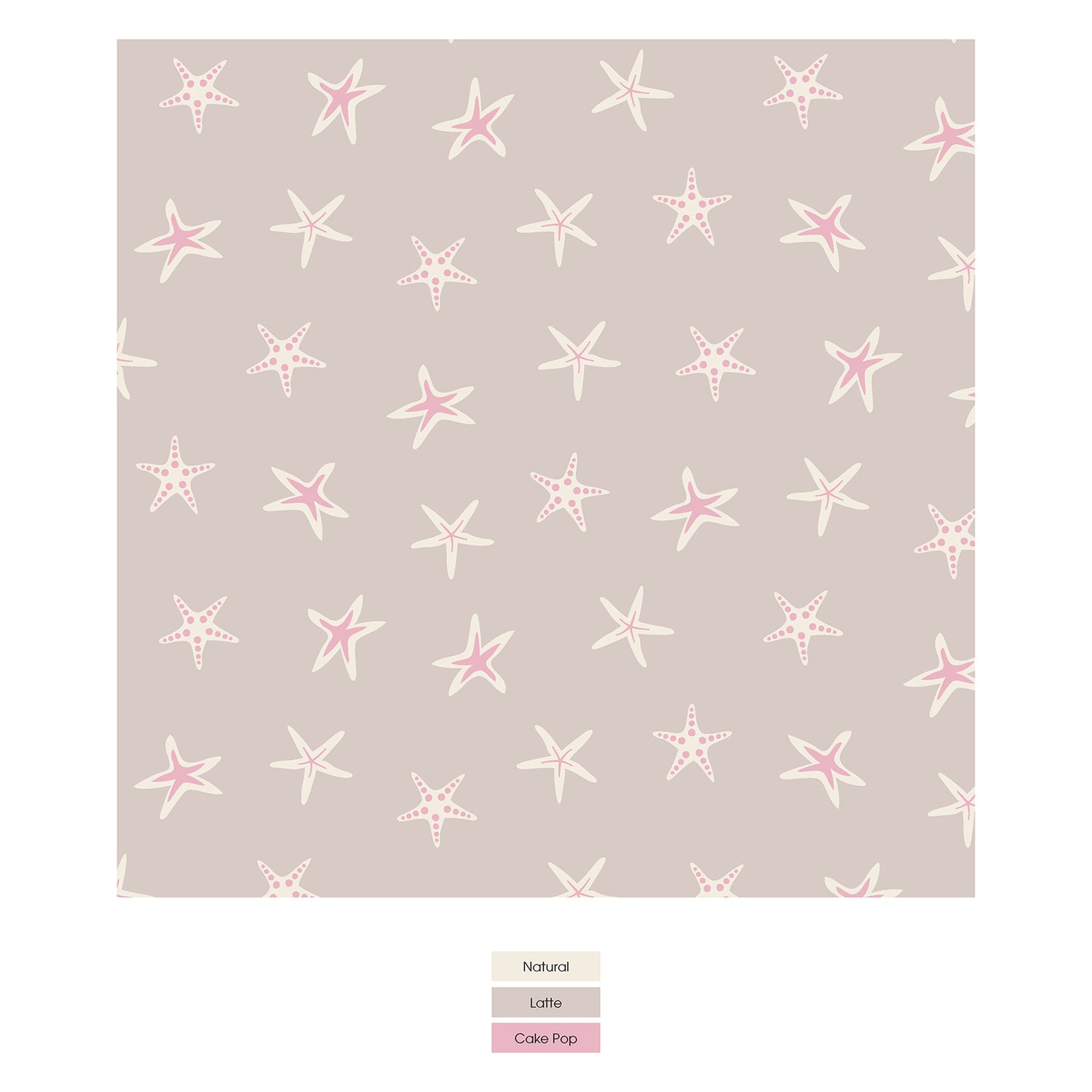 Print Knotted Layette Gown & Hat Set in Latte Starfish (331510)