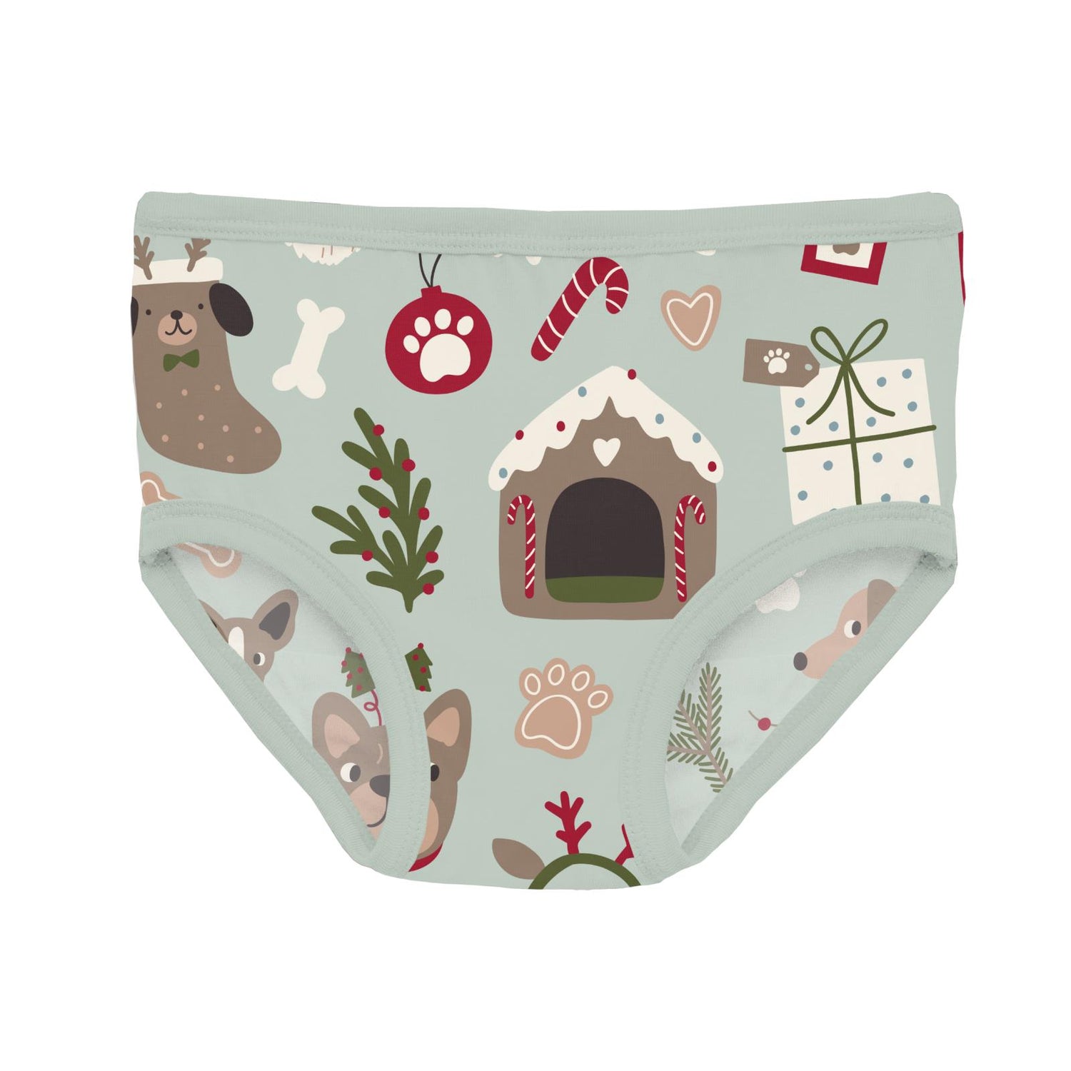 Print Girl's Underwear in Aloe Christmas Dogs (342901)