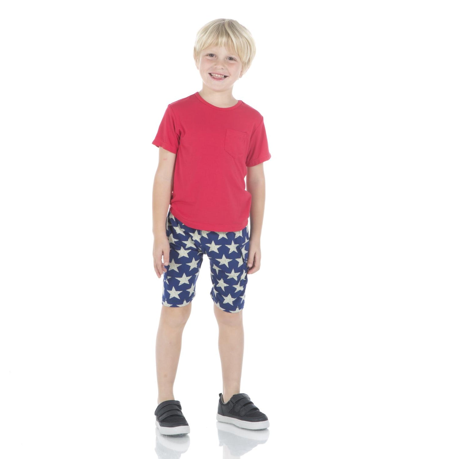 Print Cargo Short in Flag Blue Vintage Stars (185369)
