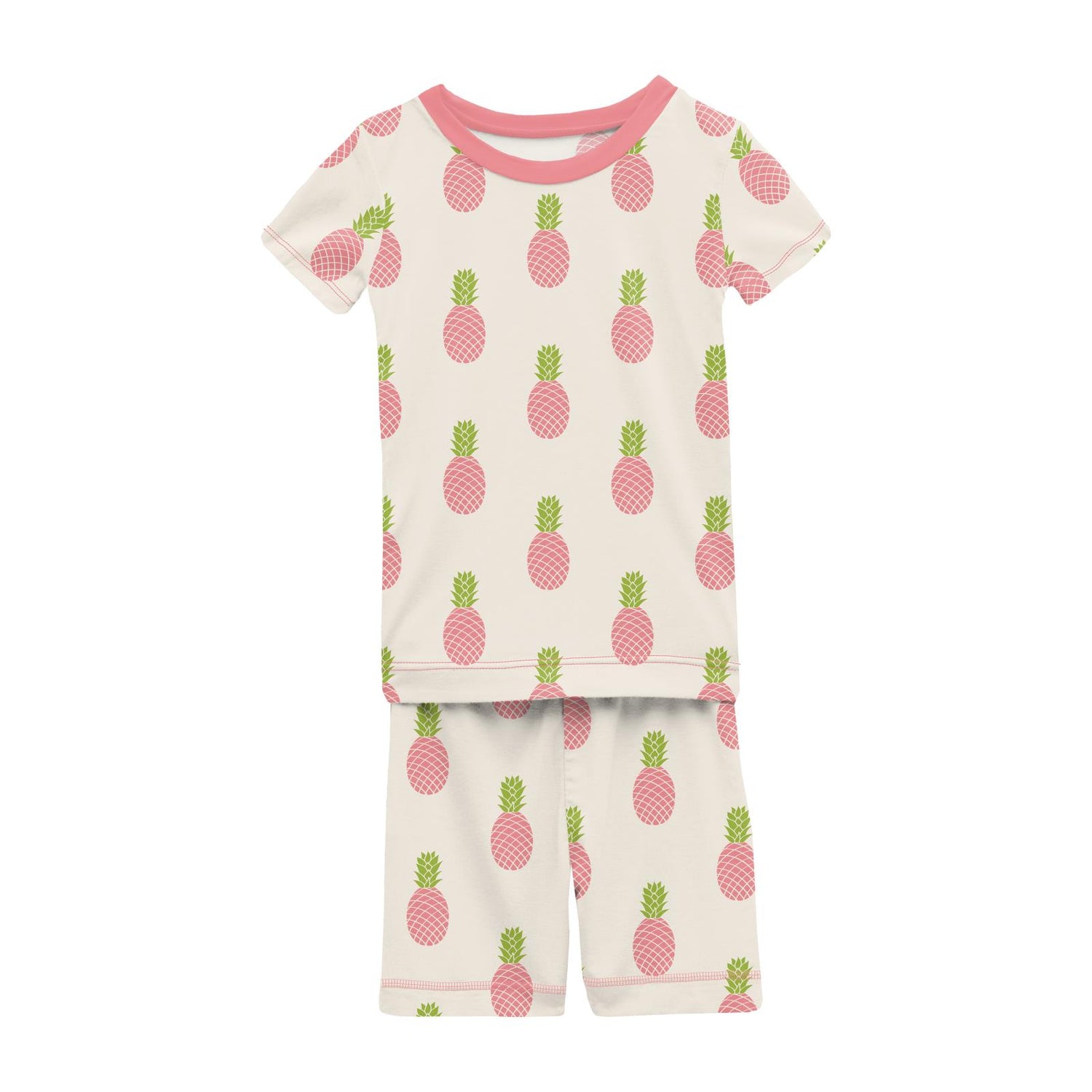 Print Short Sleeve Pajama Set with Shorts in Strawberry Pineapples (228306)