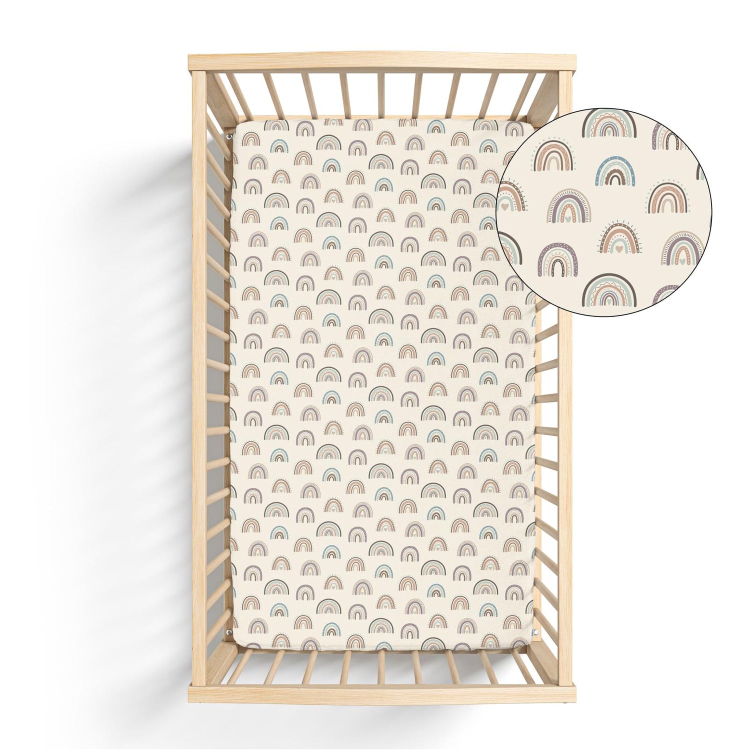 Print Grow with me Crib to Twin Fitted Sheet in Earthy Rainbows (350506)