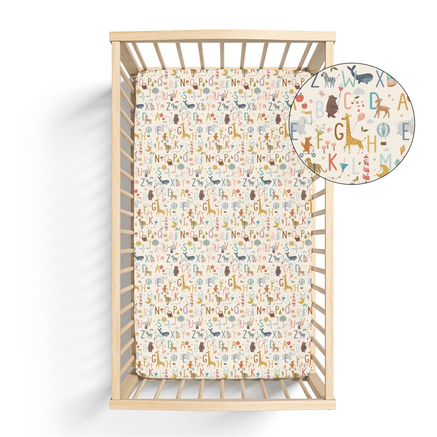 Print Grow with me Crib to Twin Fitted Sheet in Animal Alphabet (350490)