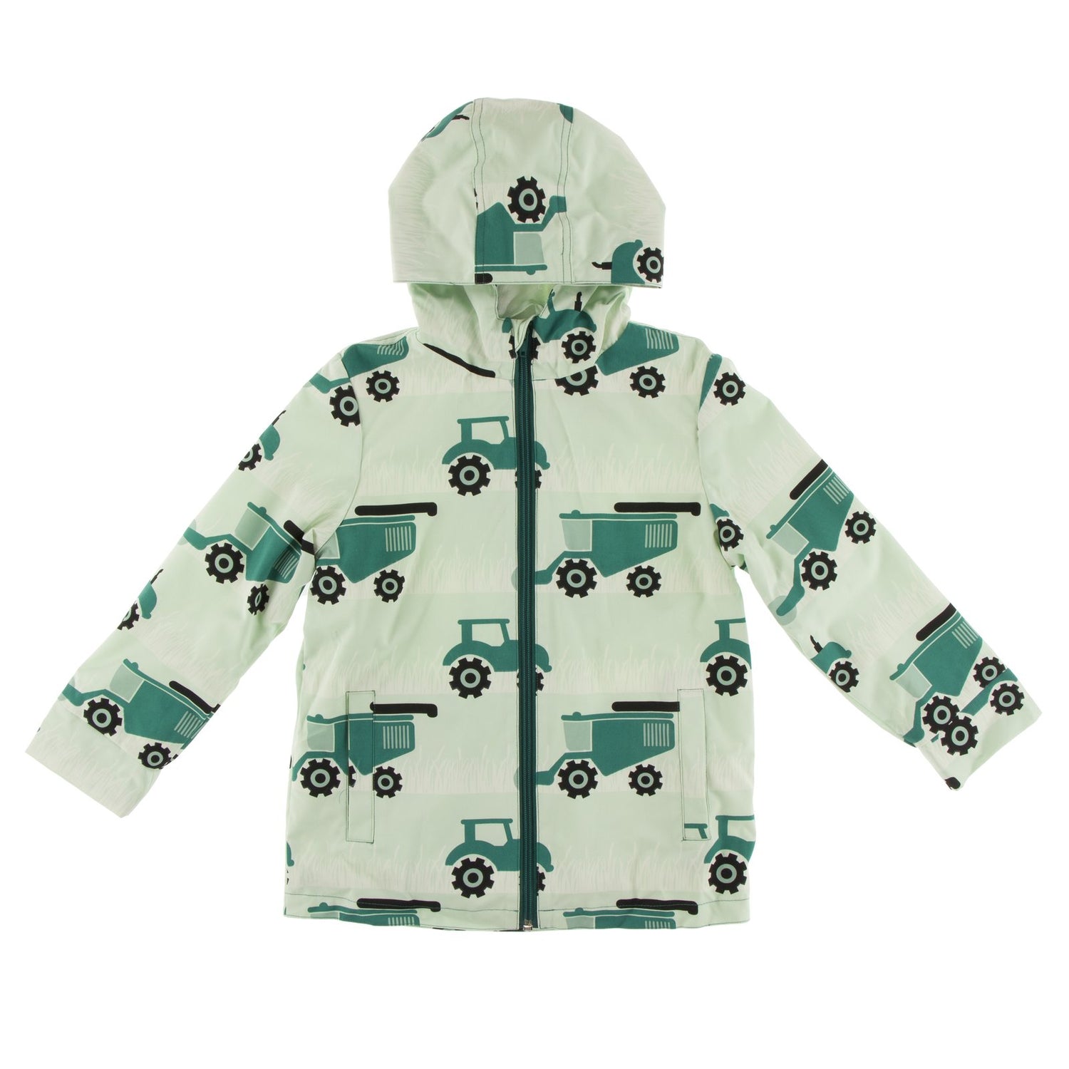 Print Sherpa-Lined Raincoat in Pistachio Tractors (383924)