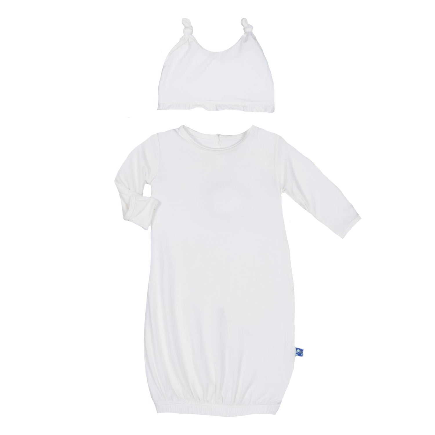 Layette Gown & Ruffle Knot Hat Set in Natural (264858)