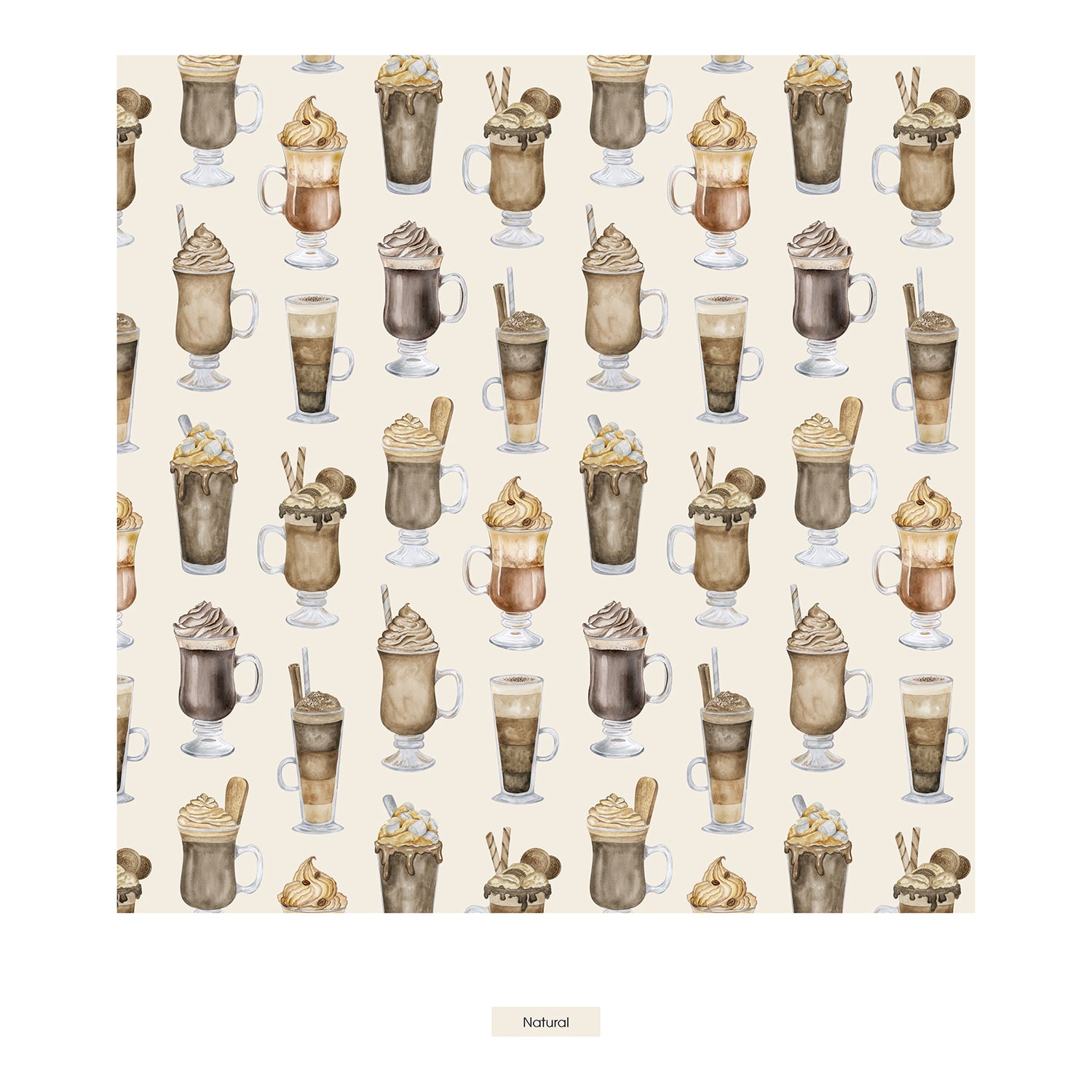 Women's Print Long Sleeve Collared Pajama Set in Natural Hot Chocolate (348156)