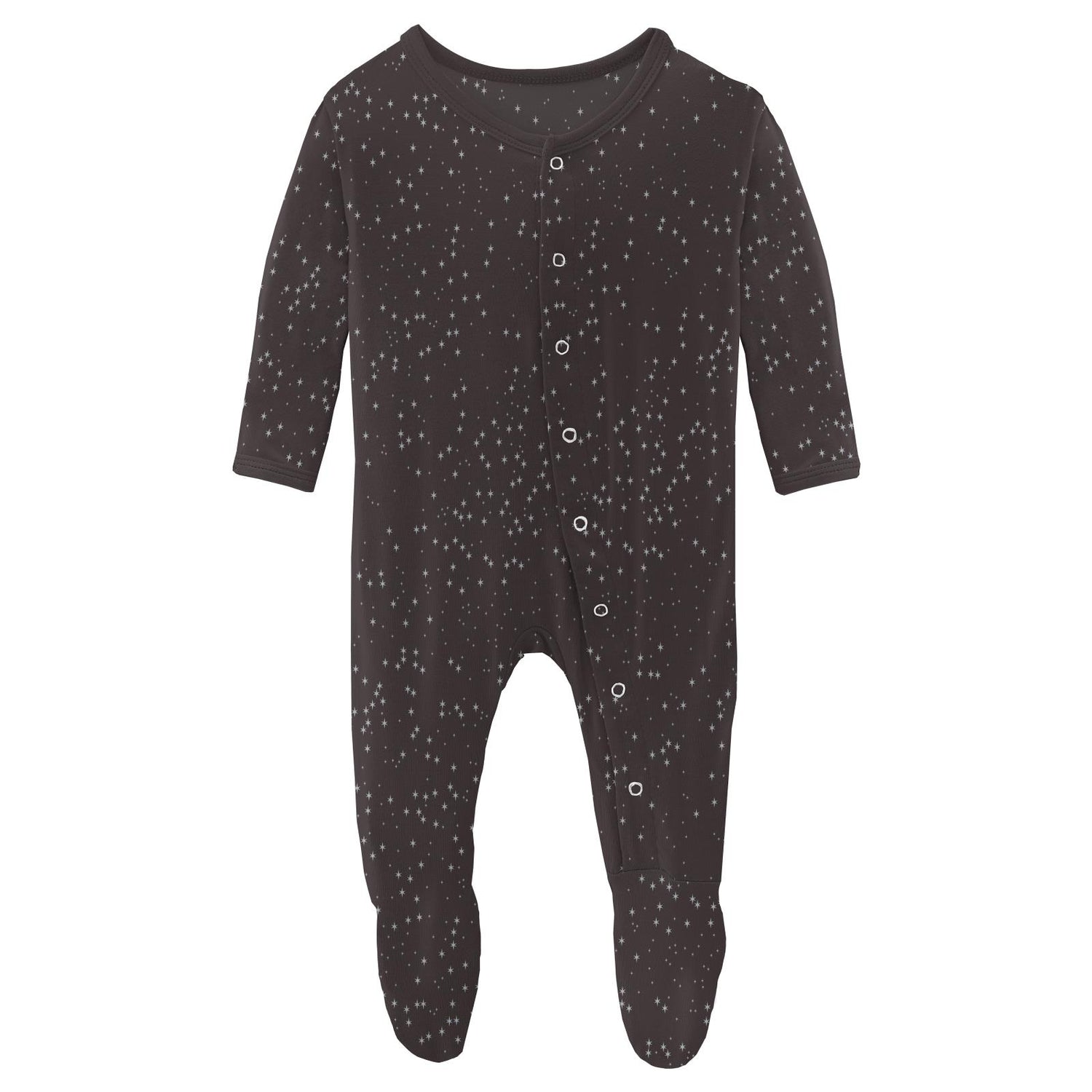 Print Footie with Snaps in Midnight Foil Constellations