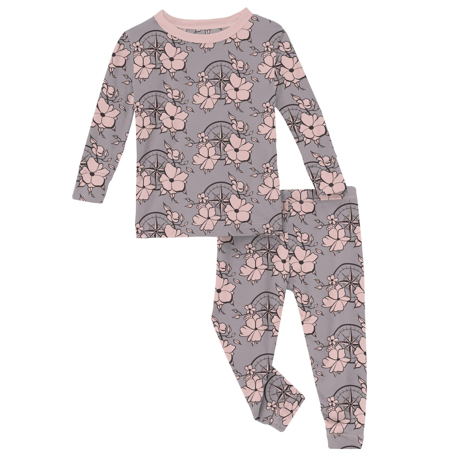 Print Long Sleeve Pajama Set in Feather Nautical Floral