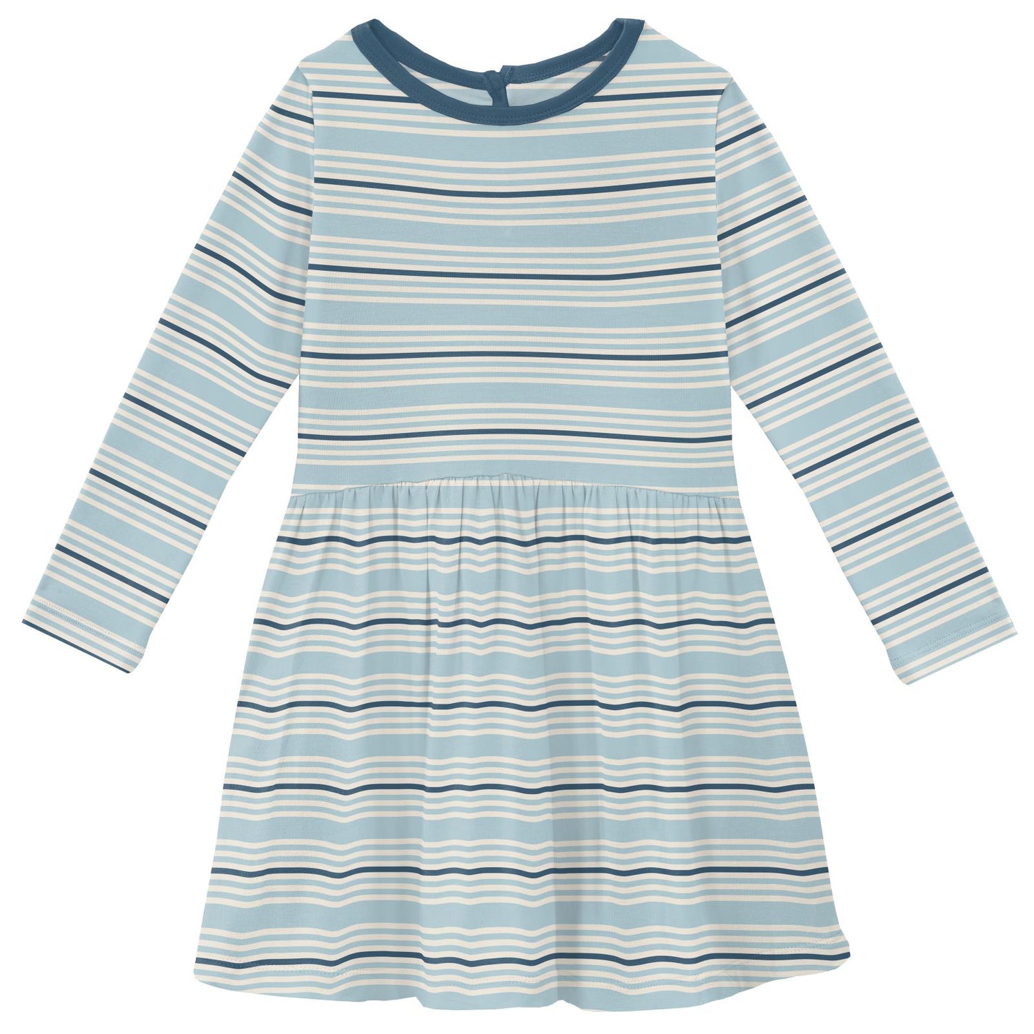 Print Long Sleeve Twirl Dress in Jetsam Stripe