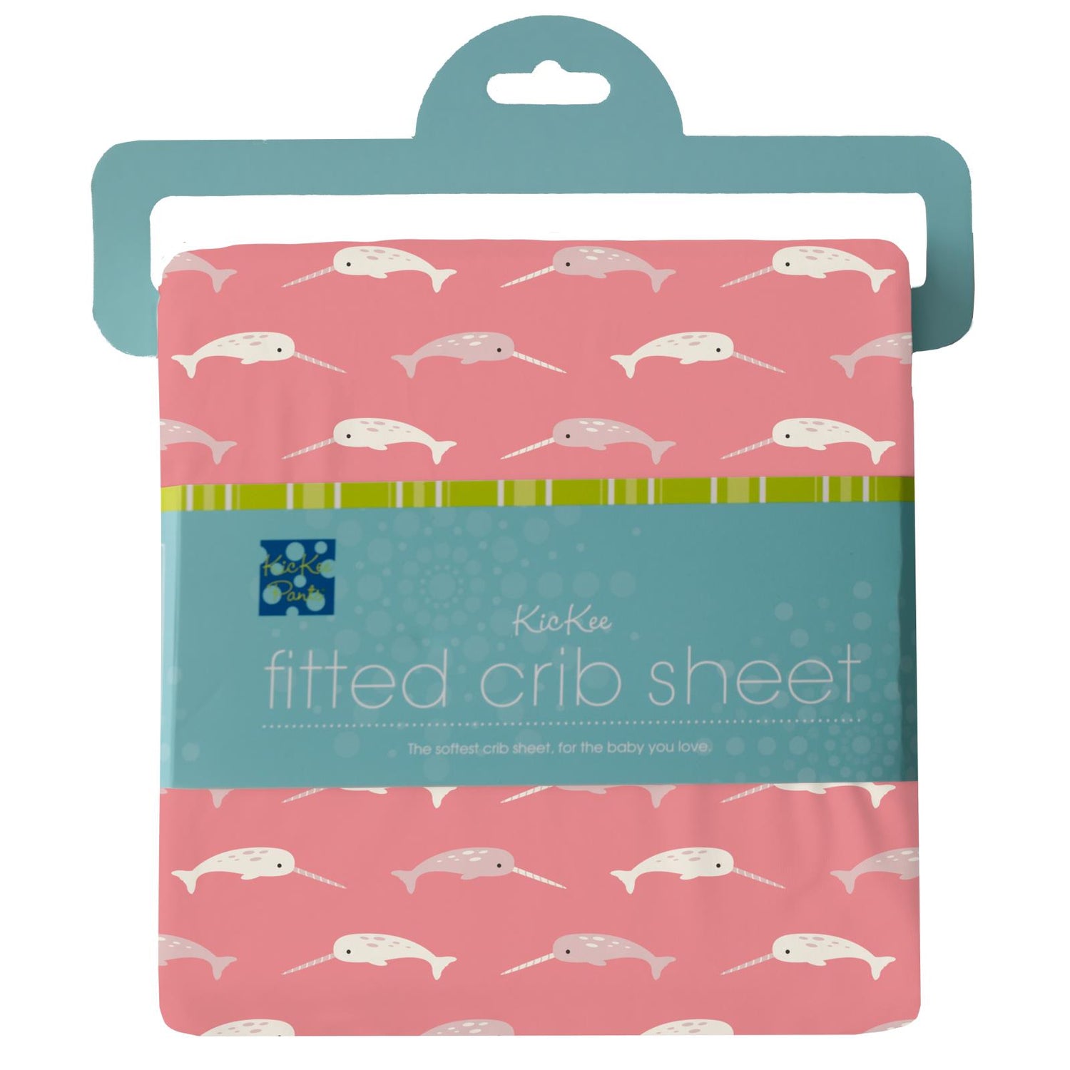 Print Fitted Crib Sheet in Strawberry Narwhal