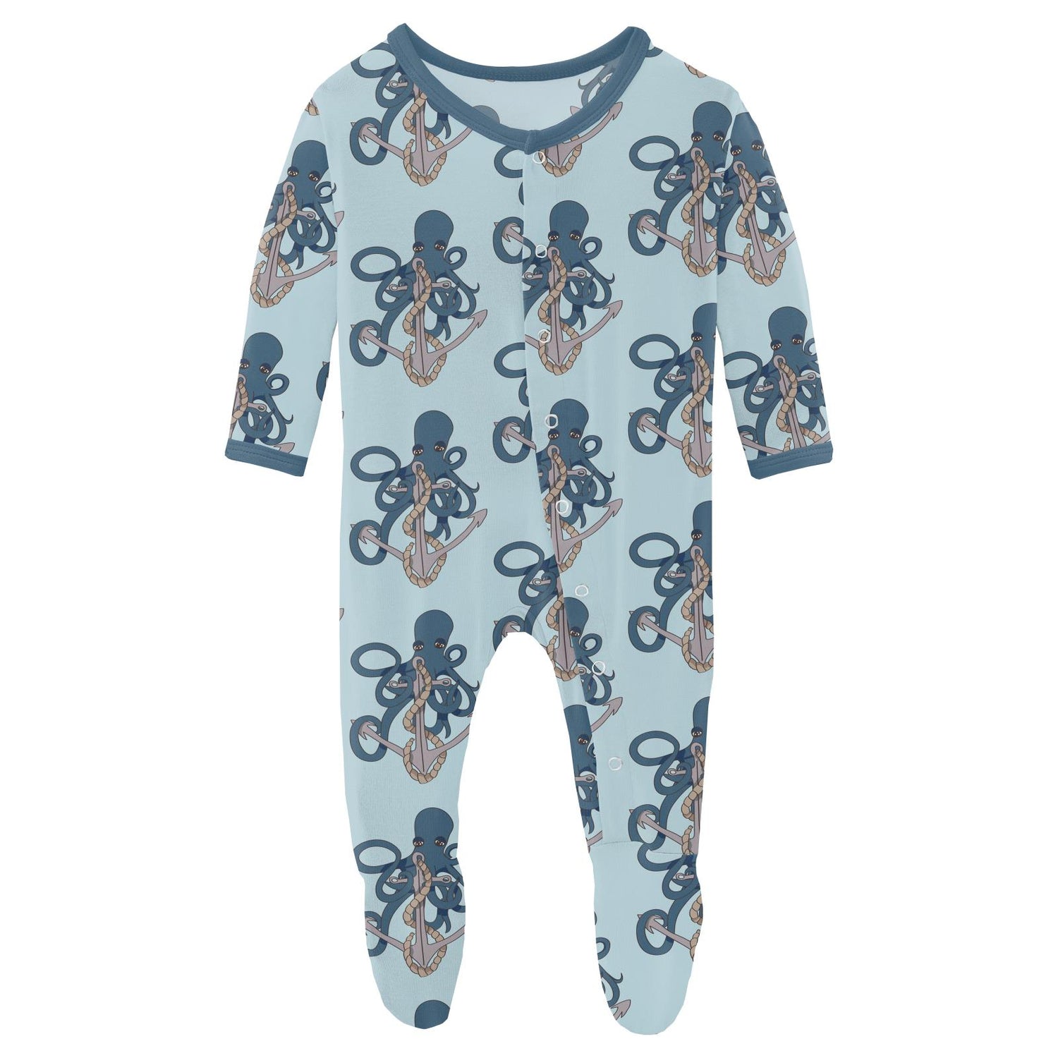 Print Footie with Snaps in Spring Sky Octopus Anchor
