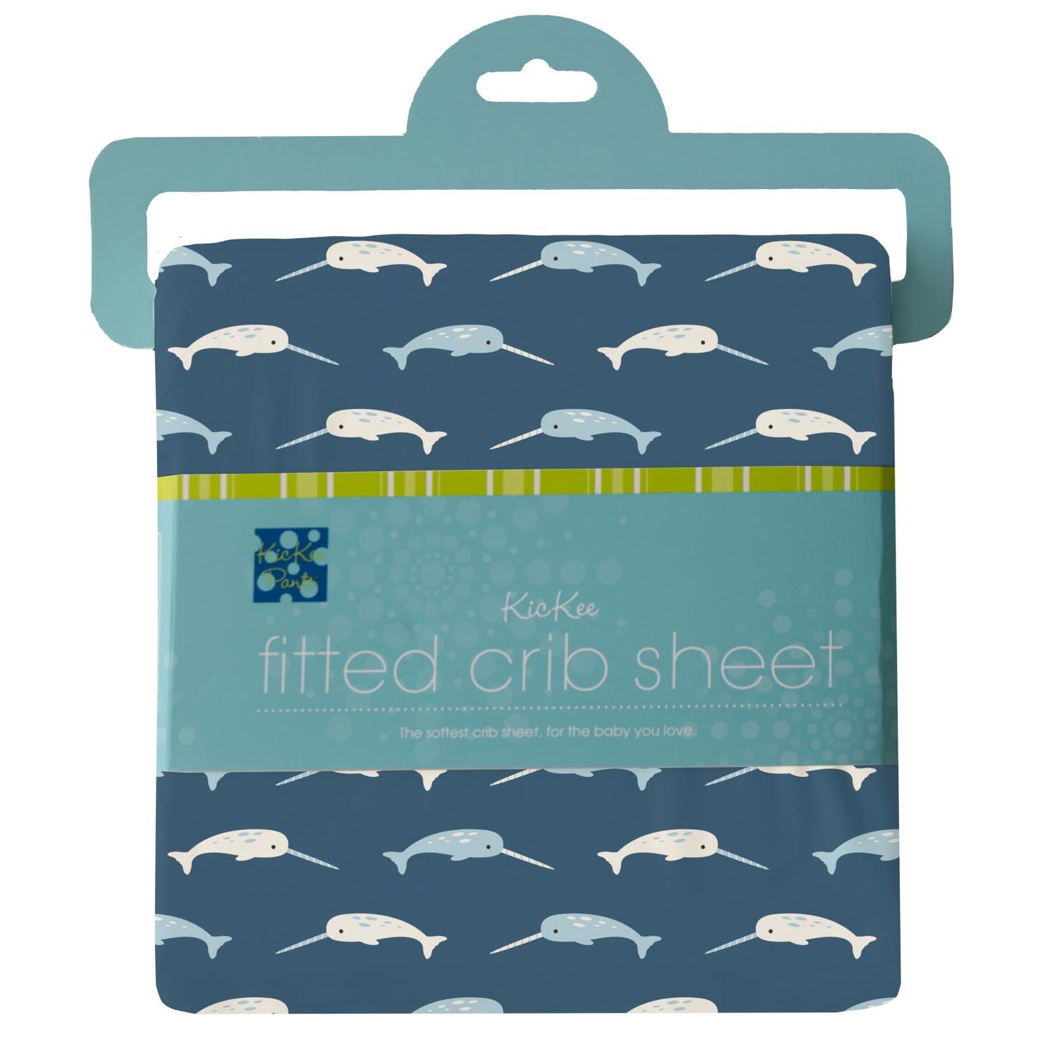 Print Fitted Crib Sheet in Deep Sea Narwhal