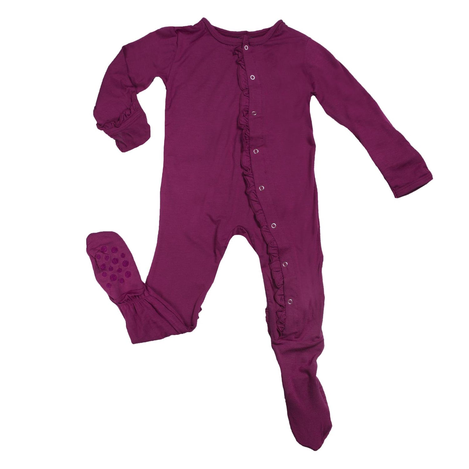 Classic Ruffle Footie with Snaps in Orchid