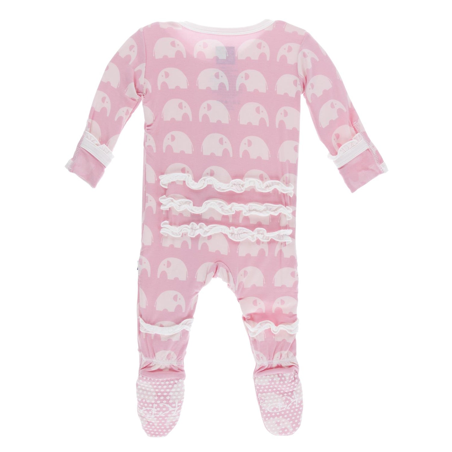 Print Classic Ruffle Footie with Zipper in Lotus Elephant