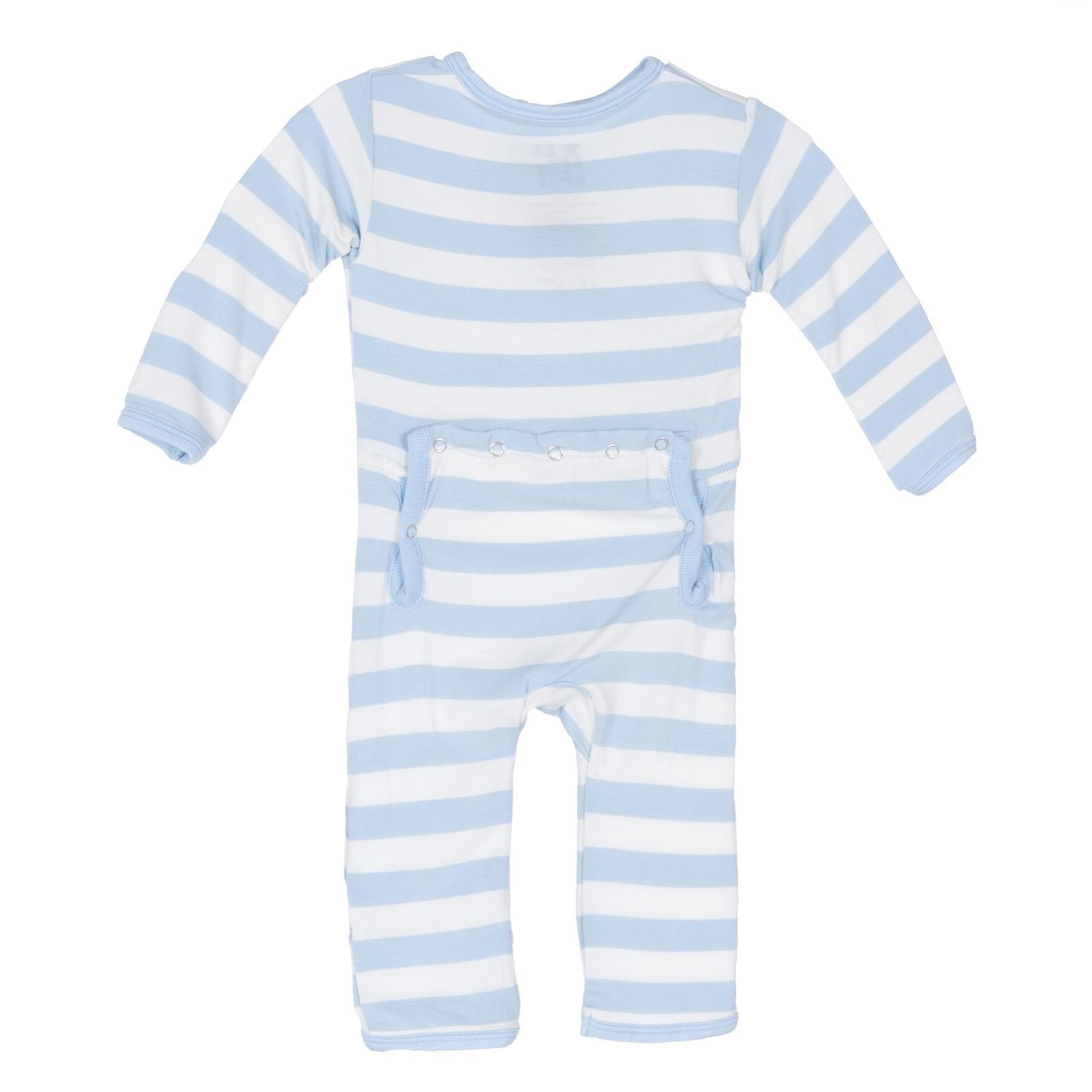 Print Coverall with Snaps in Pond Stripe