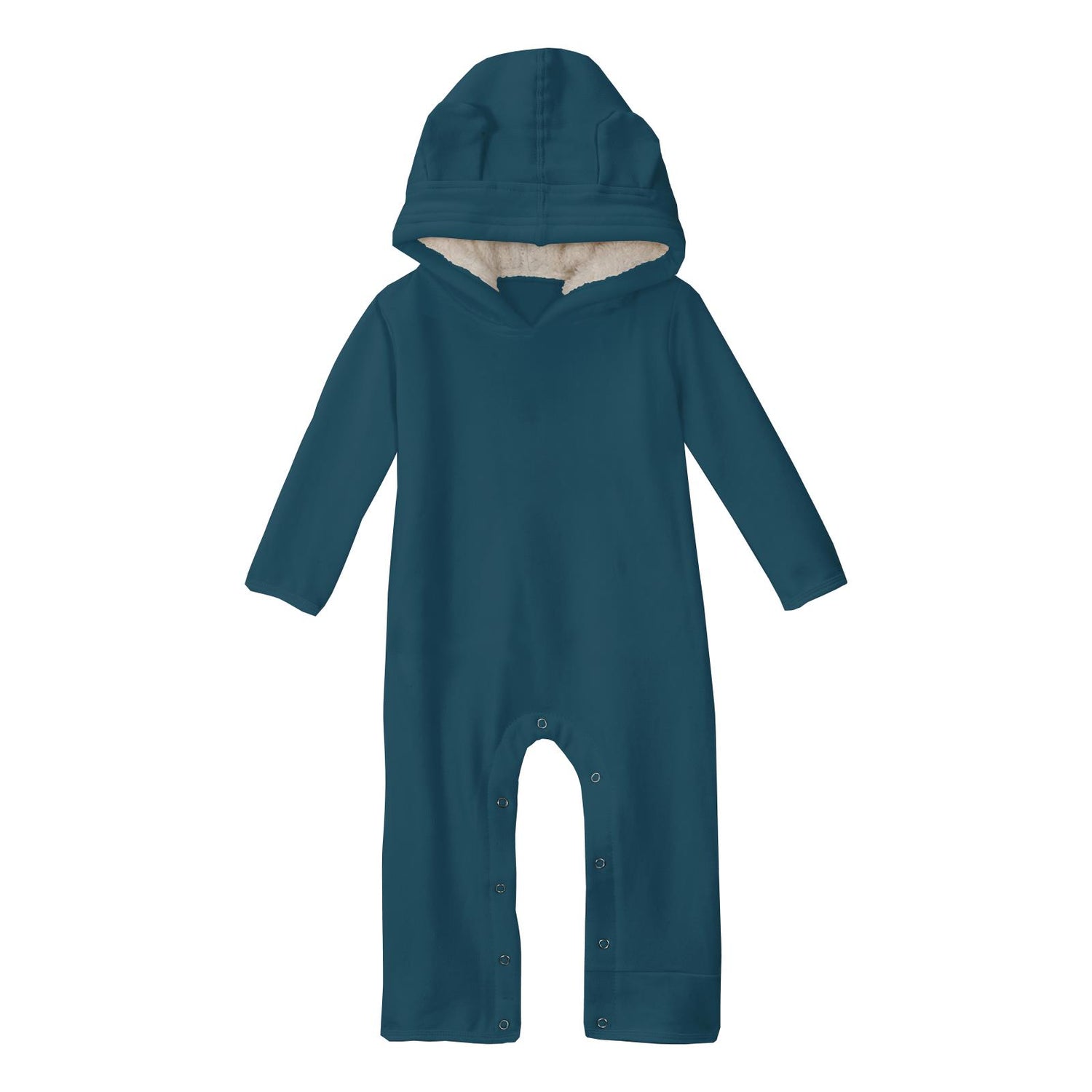 Fleece Coverall with Sherpa-Lined Hood and Ears in Peacock