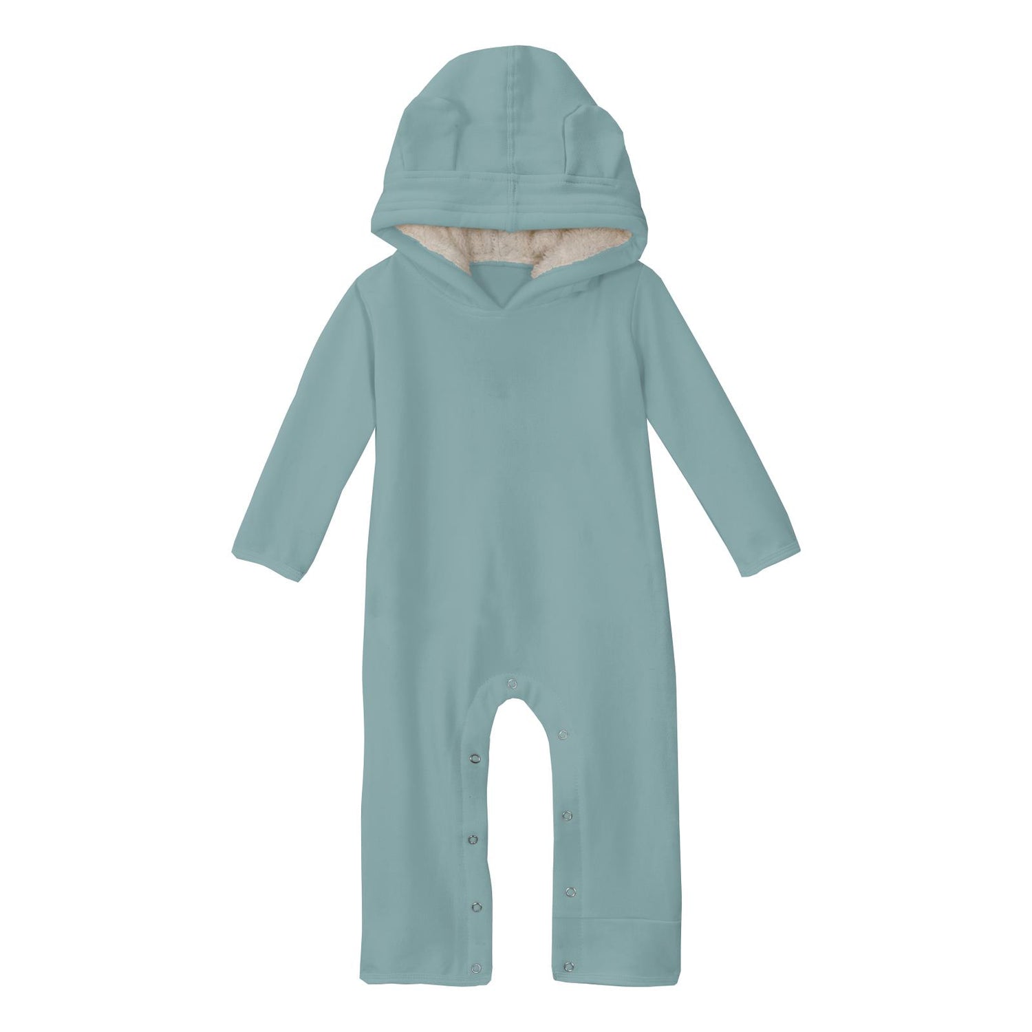 Fleece Coverall with Sherpa-Lined Hood and Ears in Jade