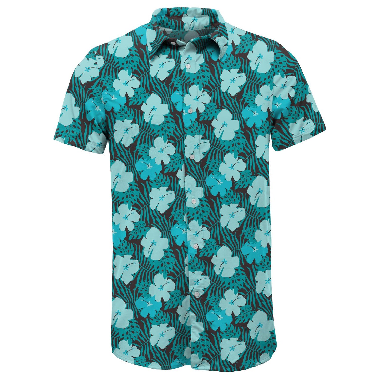 Men's Print Short Sleeve Button Down Shirt in Midnight Hawaiian Print