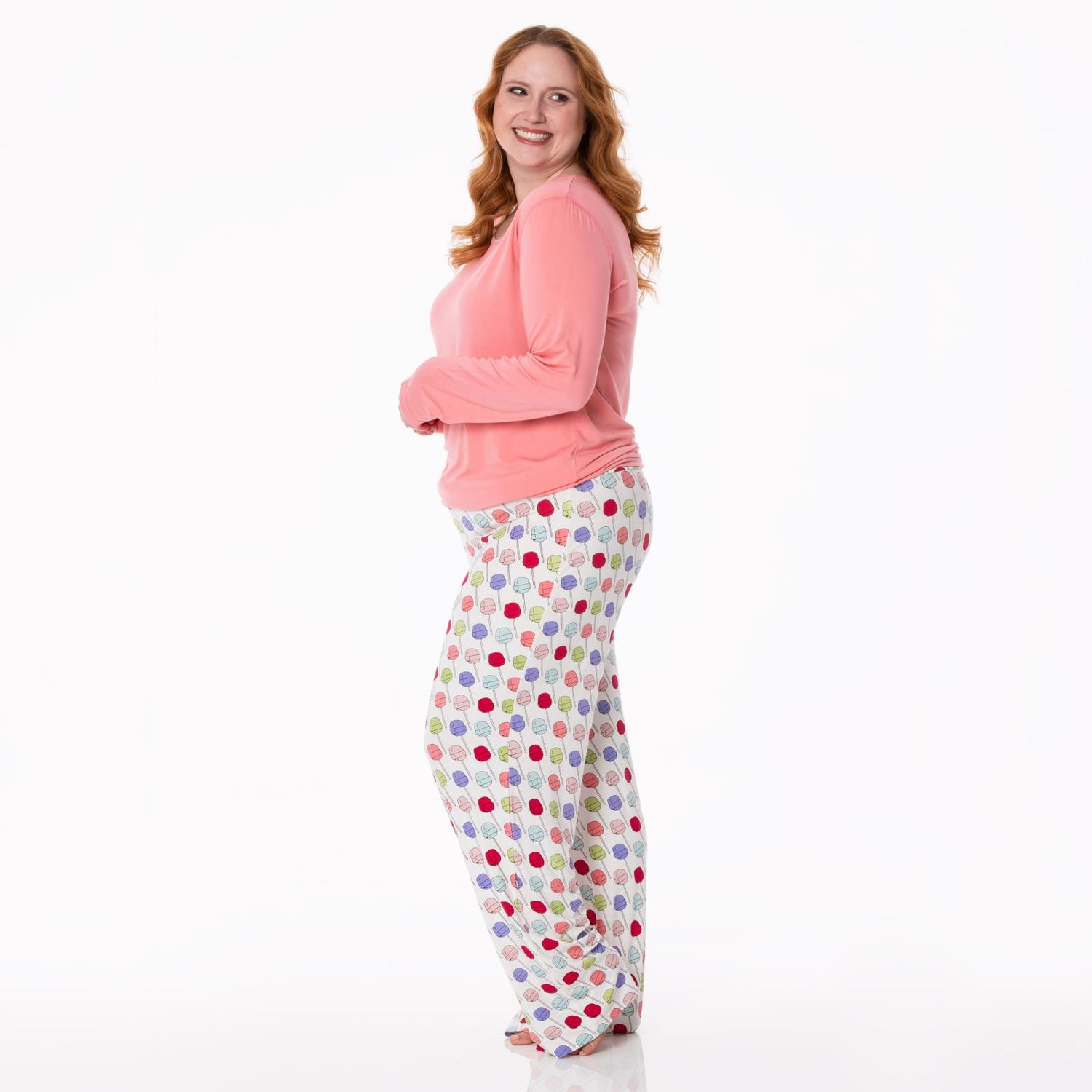 Women's Print Long Sleeve Loosey Goosey Tee & Pajama Pants Set in Lula's Lollipops