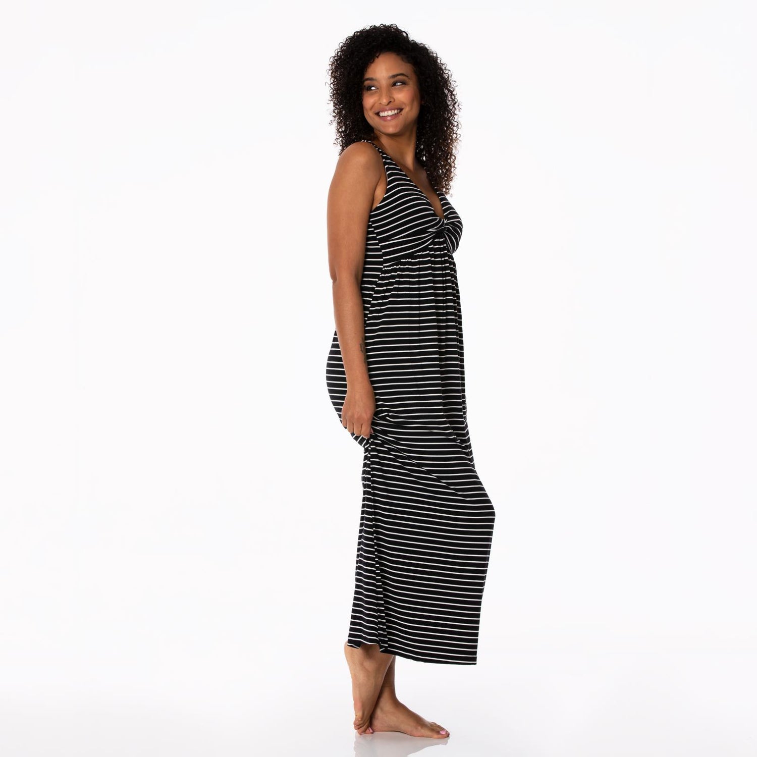 Women's Print Simple Twist Nightgown in 90's Stripe