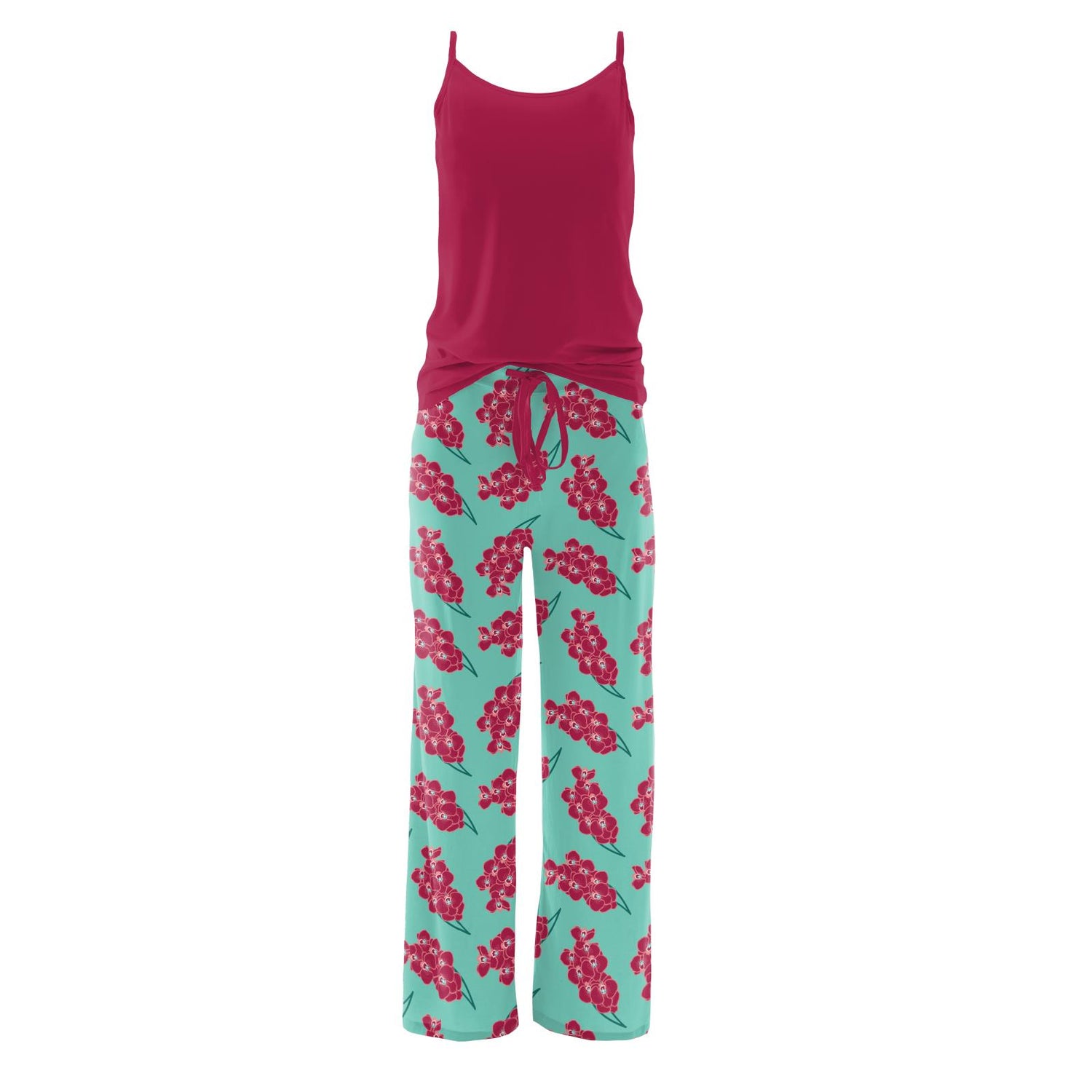 Cami and Print Lounge Pants Pajama Set in Glass Orchids