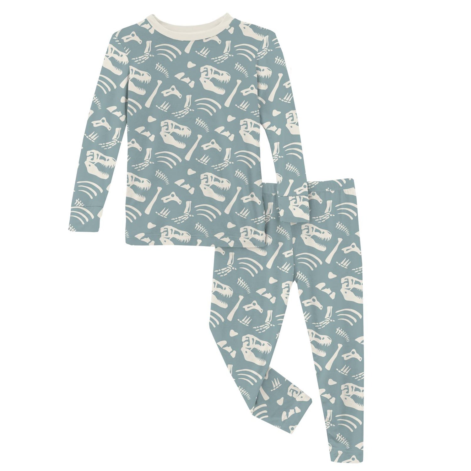 Print Long Sleeve Pajama Set in Jade Bones
