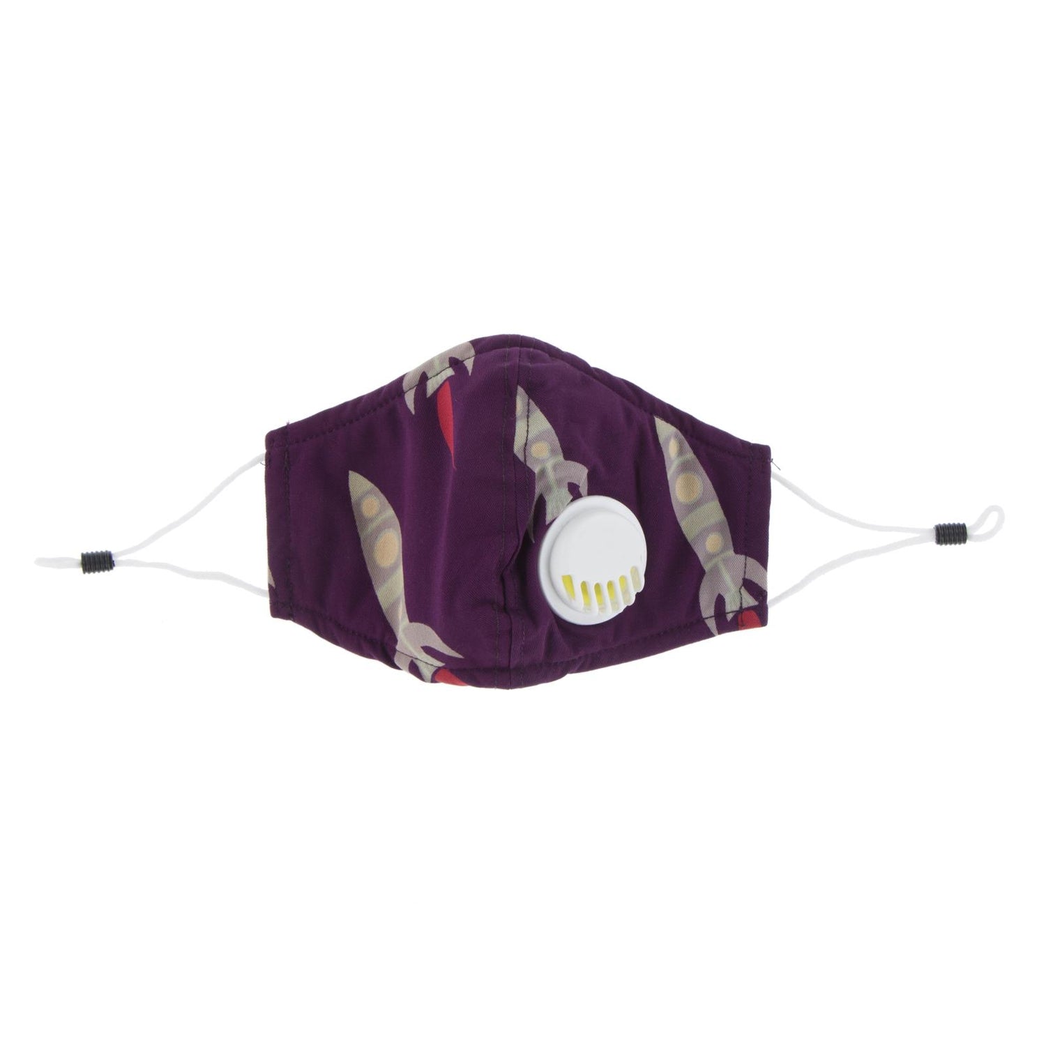 Print Waterproof Mask with Covered Vent and Filter for Kids in Wine Grapes Rockets