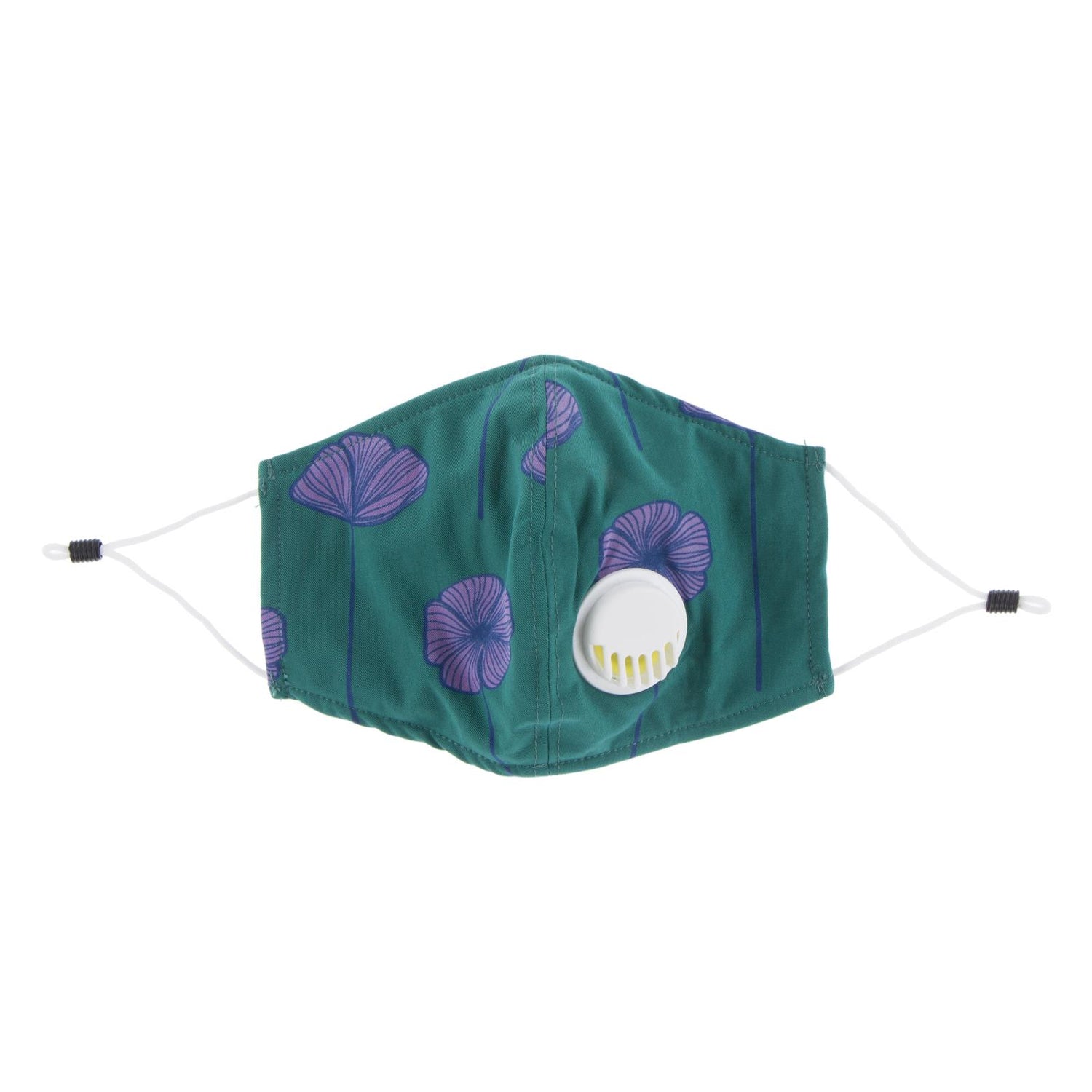Print Waterproof Mask with Covered Vent and Filter for Kids in Ivy Poppies