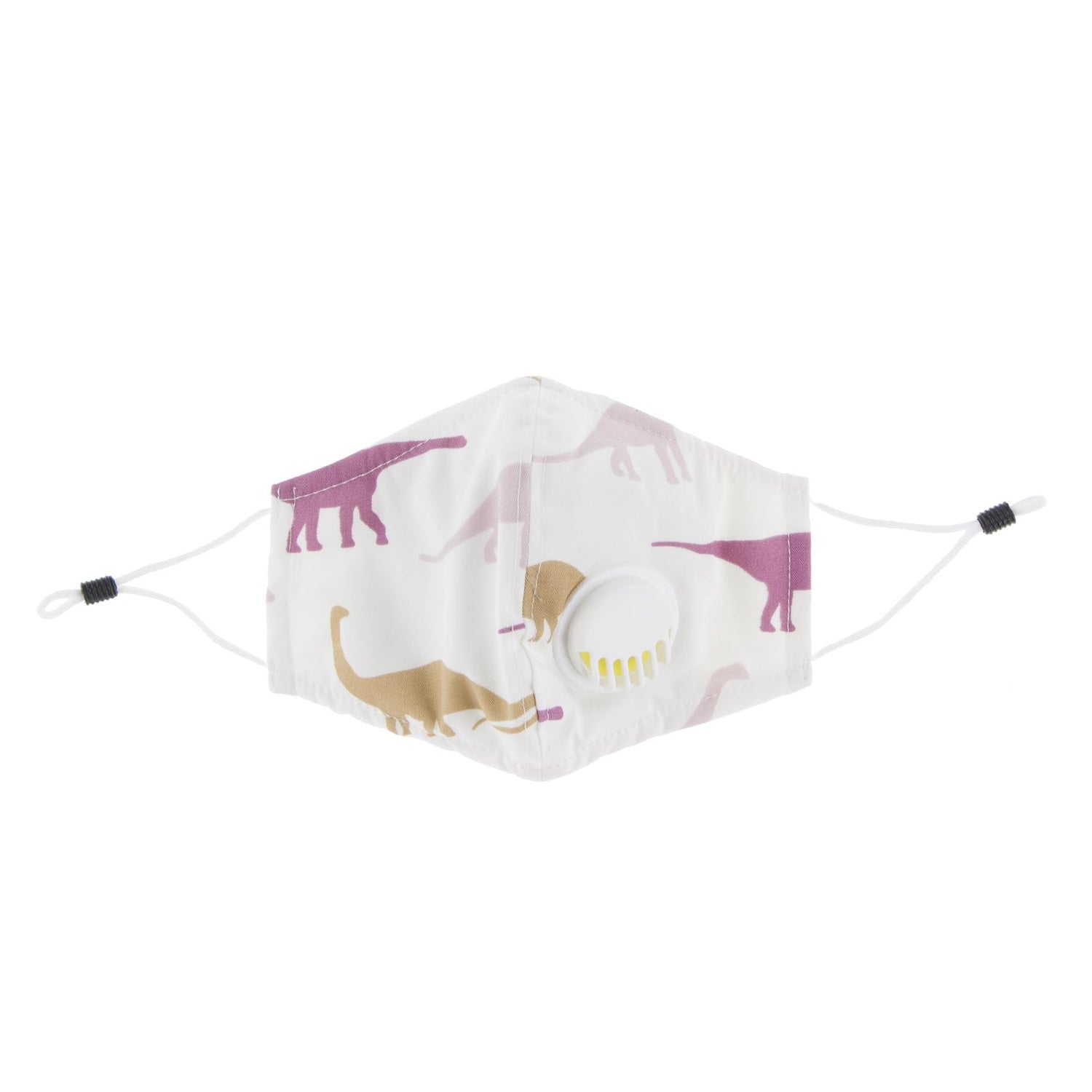 Print Waterproof Mask with Covered Vent and Filter for Kids in Natural Sauropods