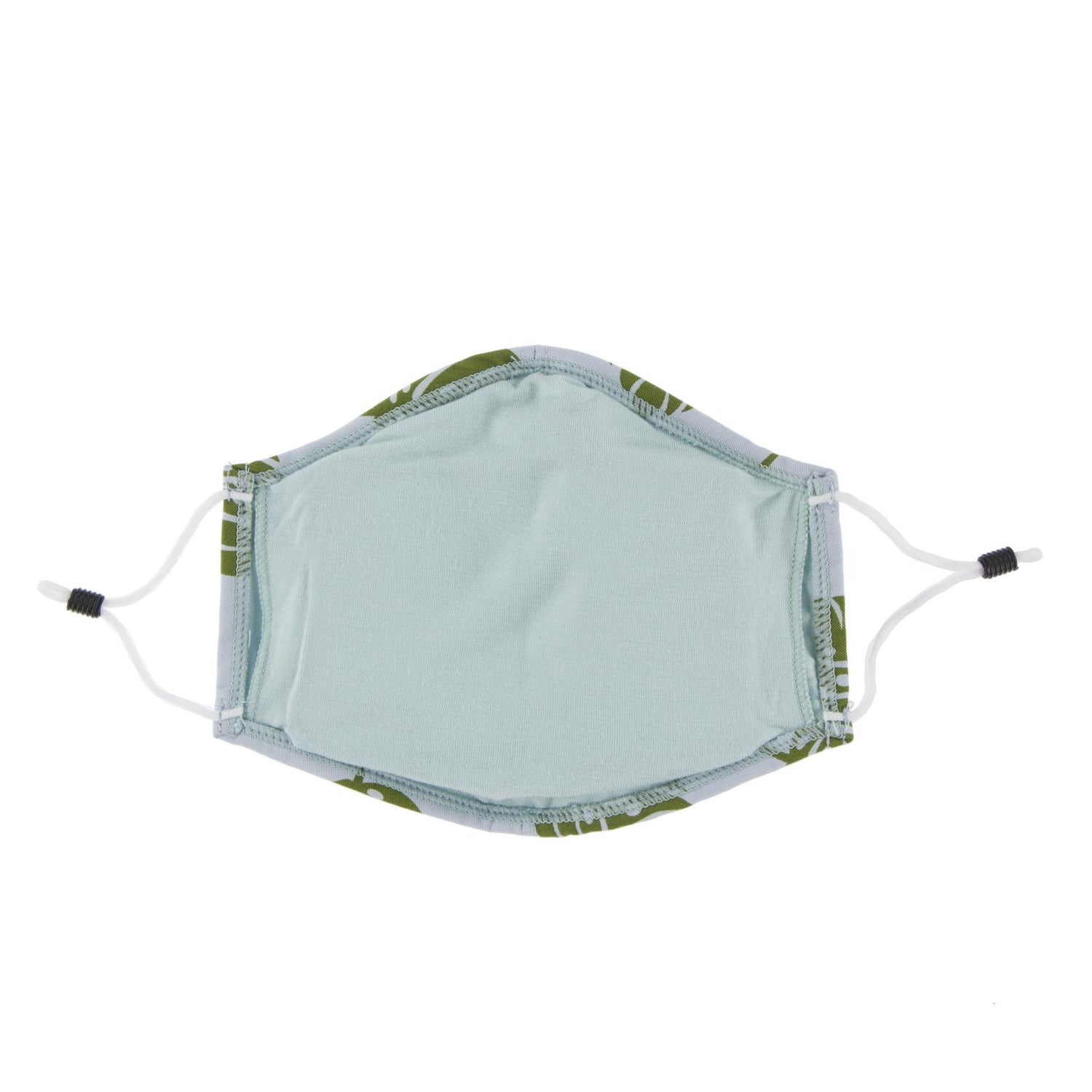 Print Waterproof Mask with Covered Vent and Filter for Kids in Dew Philodendron