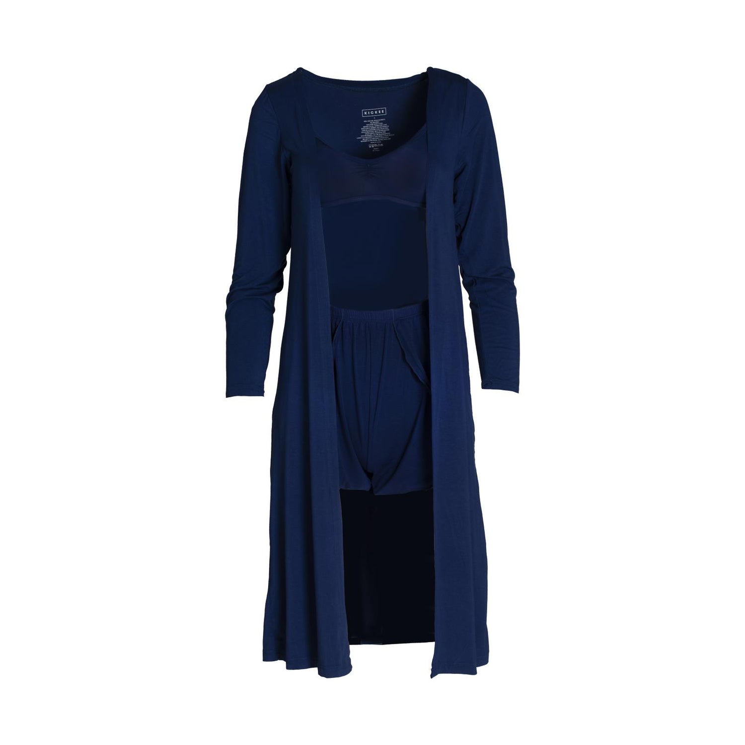 Women's Sleeping Bra, Tulip Shorts and Duster Robe Set in Flag Blue