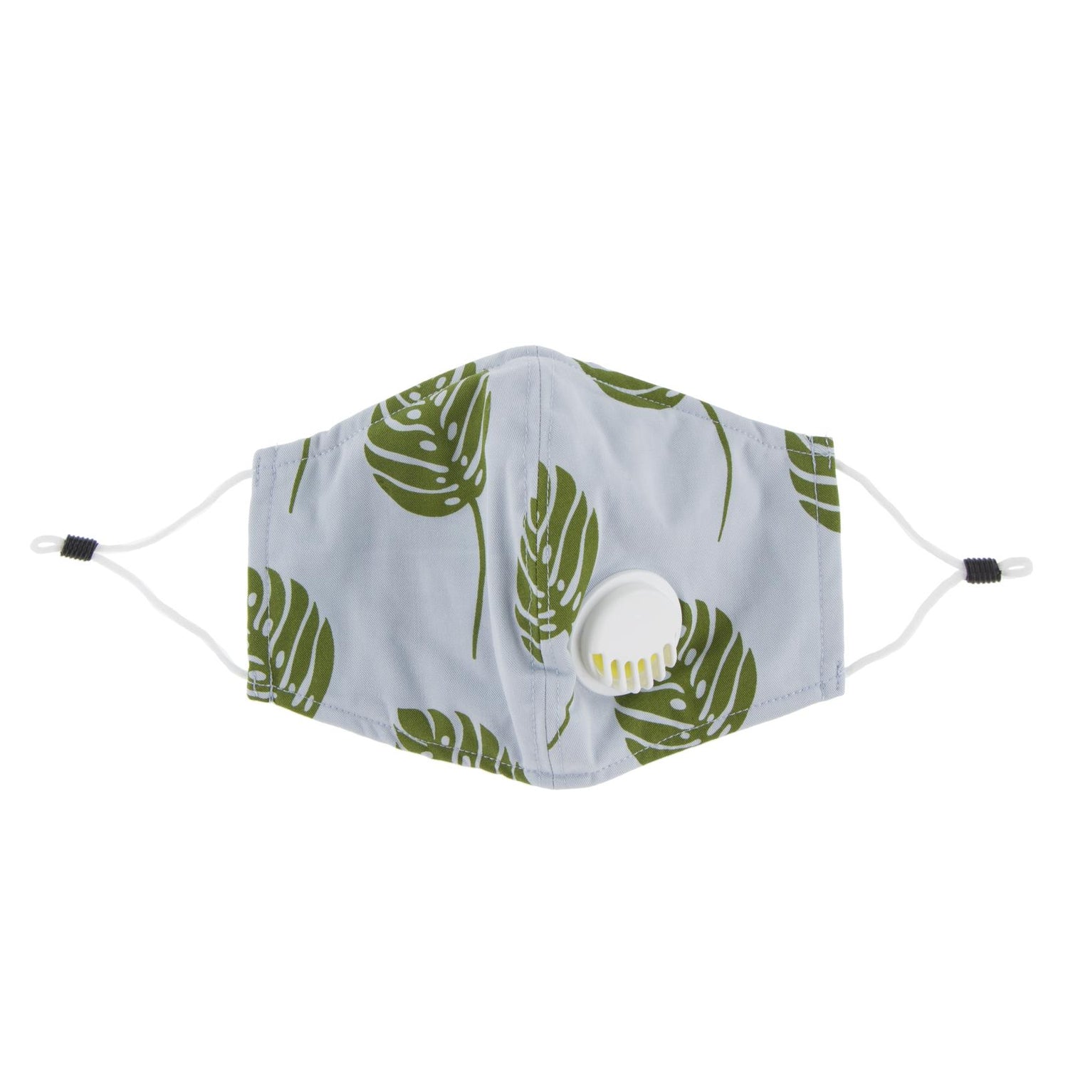 Print Waterproof Mask with Covered Vent and Filter for Adults in Dew Philodendron