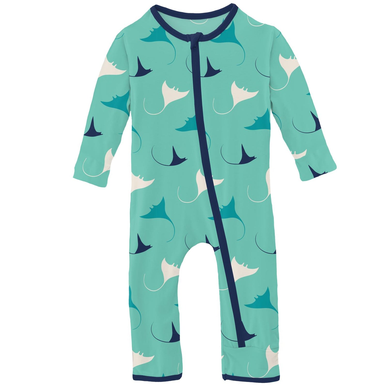 Print Coverall with Zipper in Glass Manta Ray