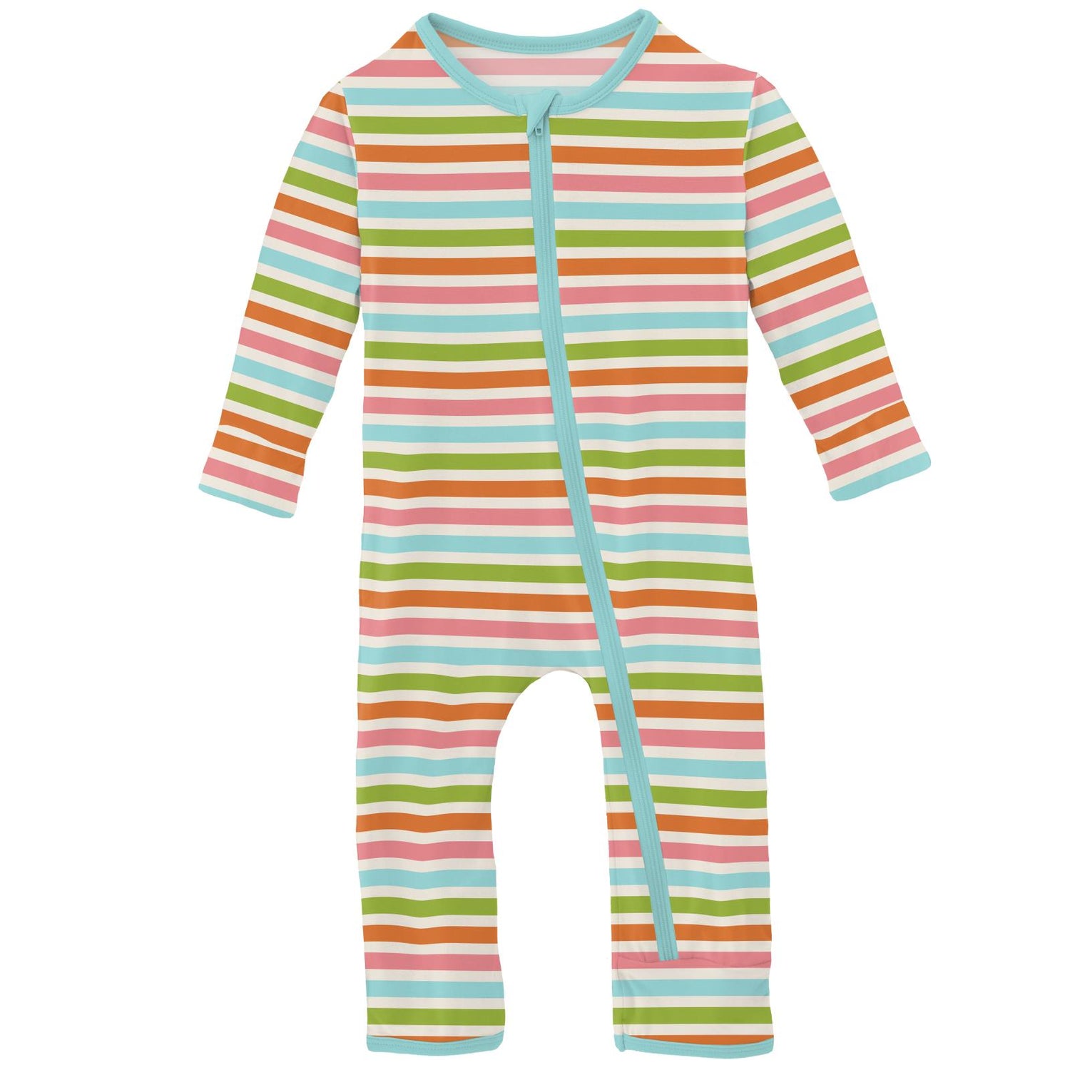 Print Coverall with Zipper in Beach Day Stripe