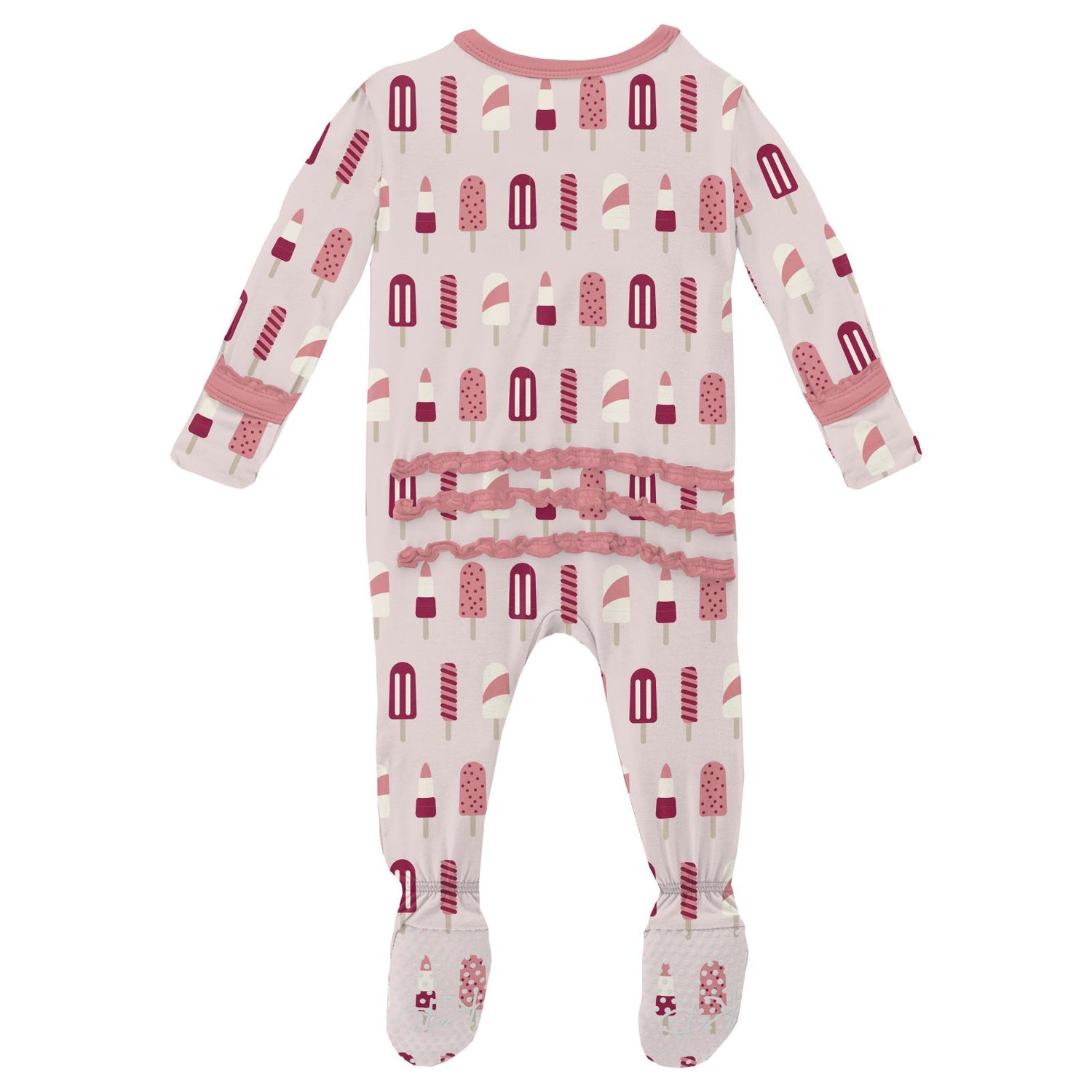 Print Muffin Ruffle Footie with Zipper in Macaroon Popsicles