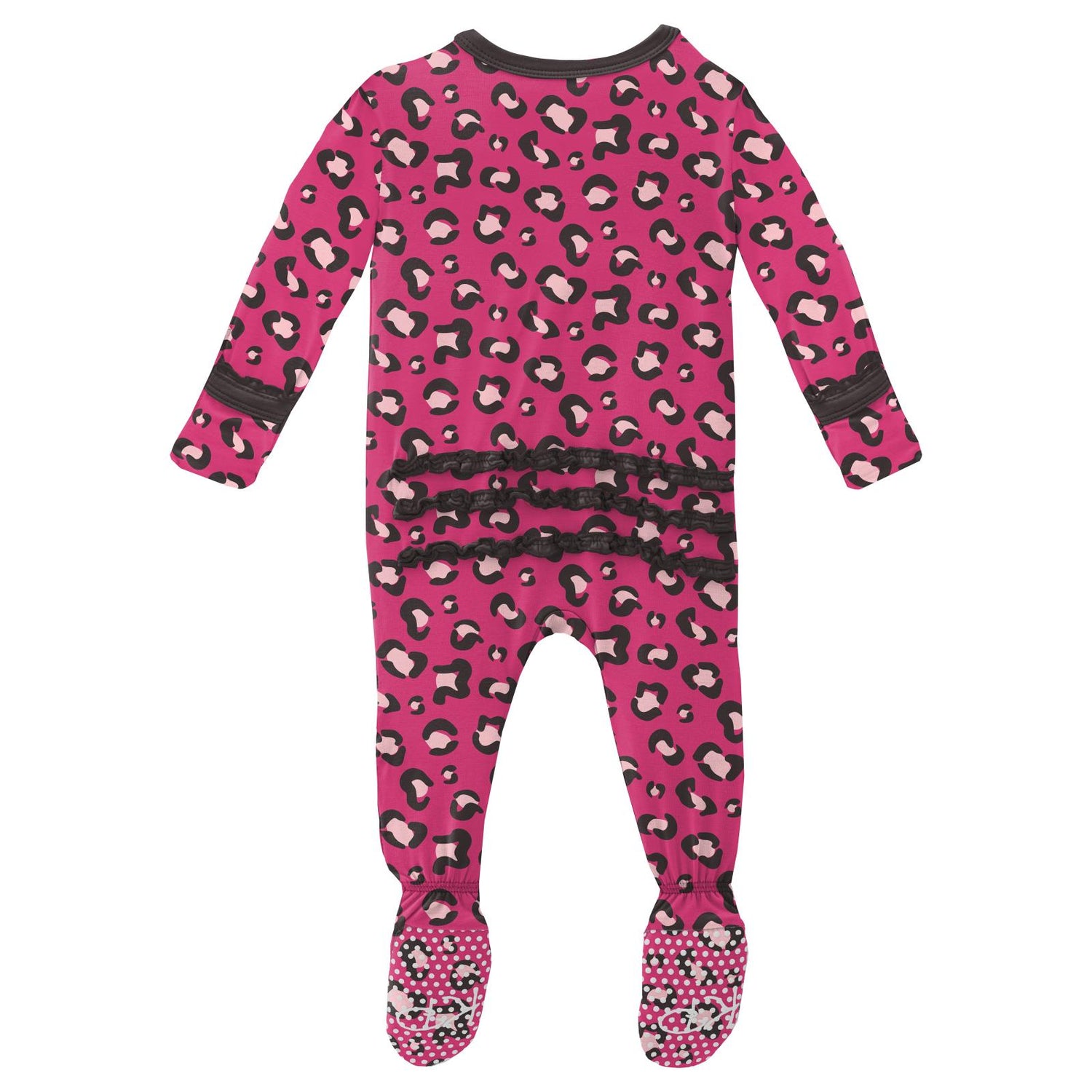 Print Muffin Ruffle Footie with Snaps in Calypso Cheetah Print