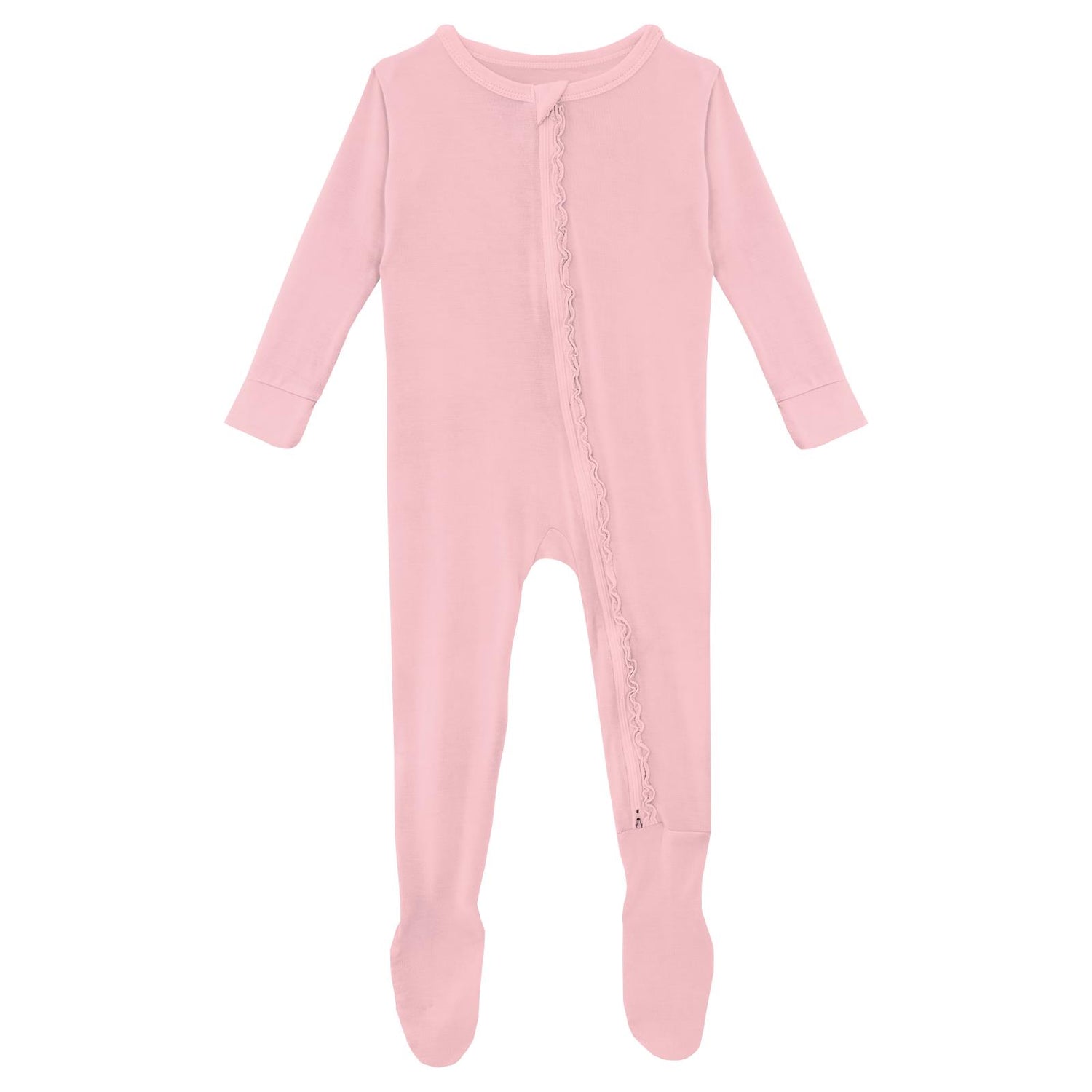 Muffin Ruffle Footie with 2 Way Zipper in Lotus