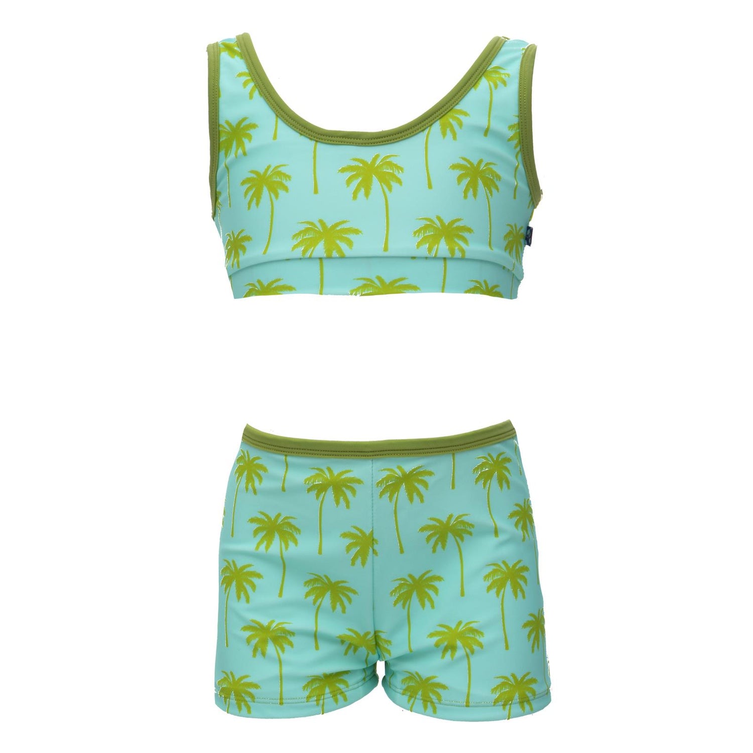 Print 2-Piece Sport Bathing Suit in Summer Sky Palm Trees