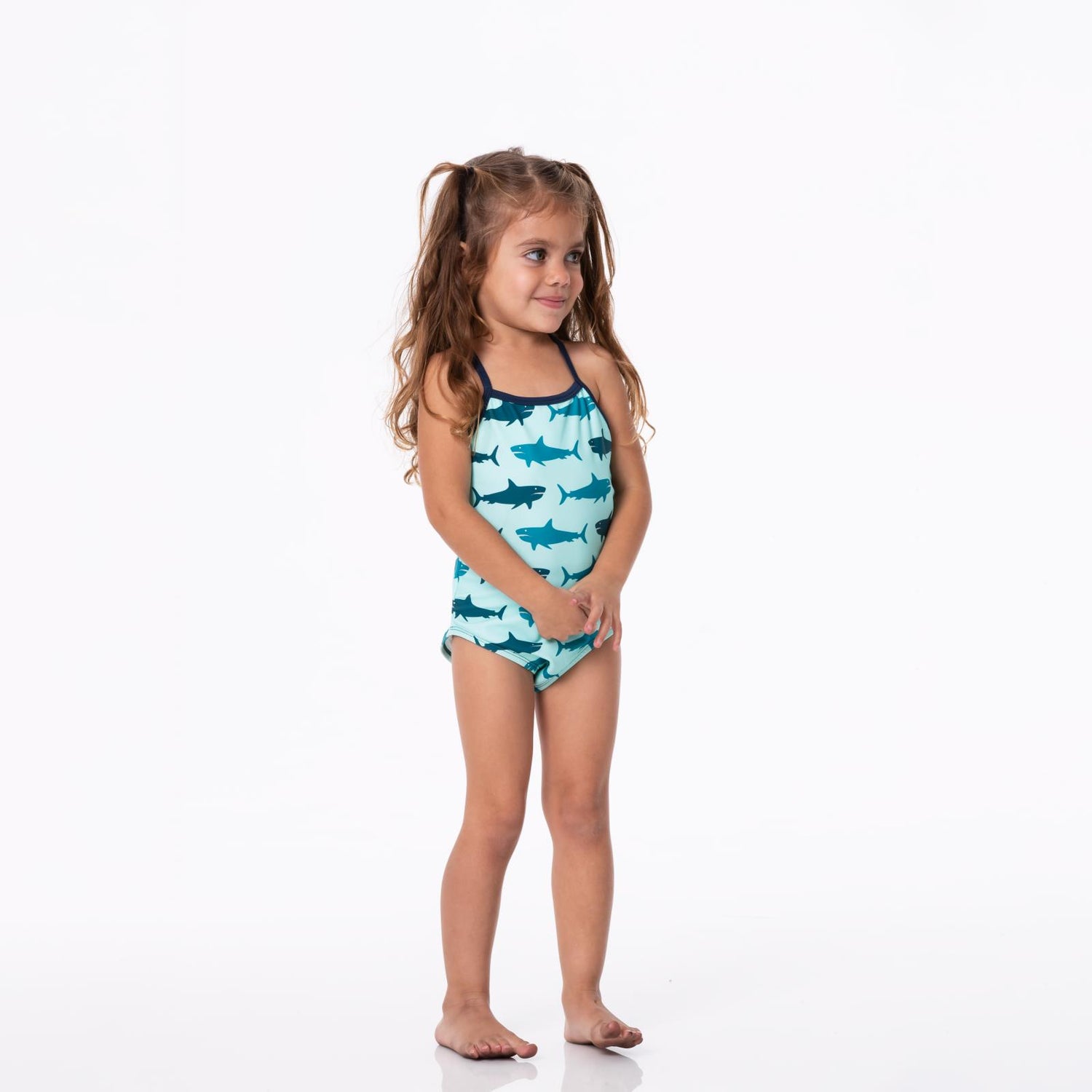 Print One-Piece Bathing Suit in Summer Sky Megalodon