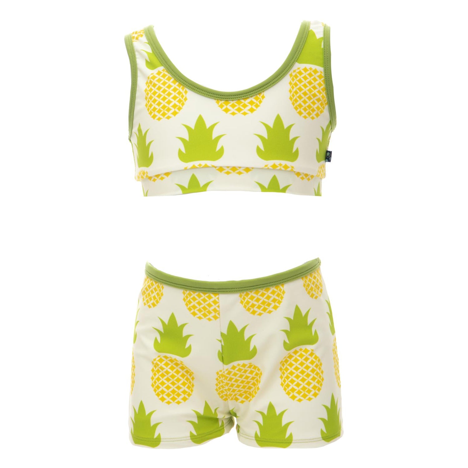 Print 2-Piece Sport Bathing Suit in Natural Pineapple