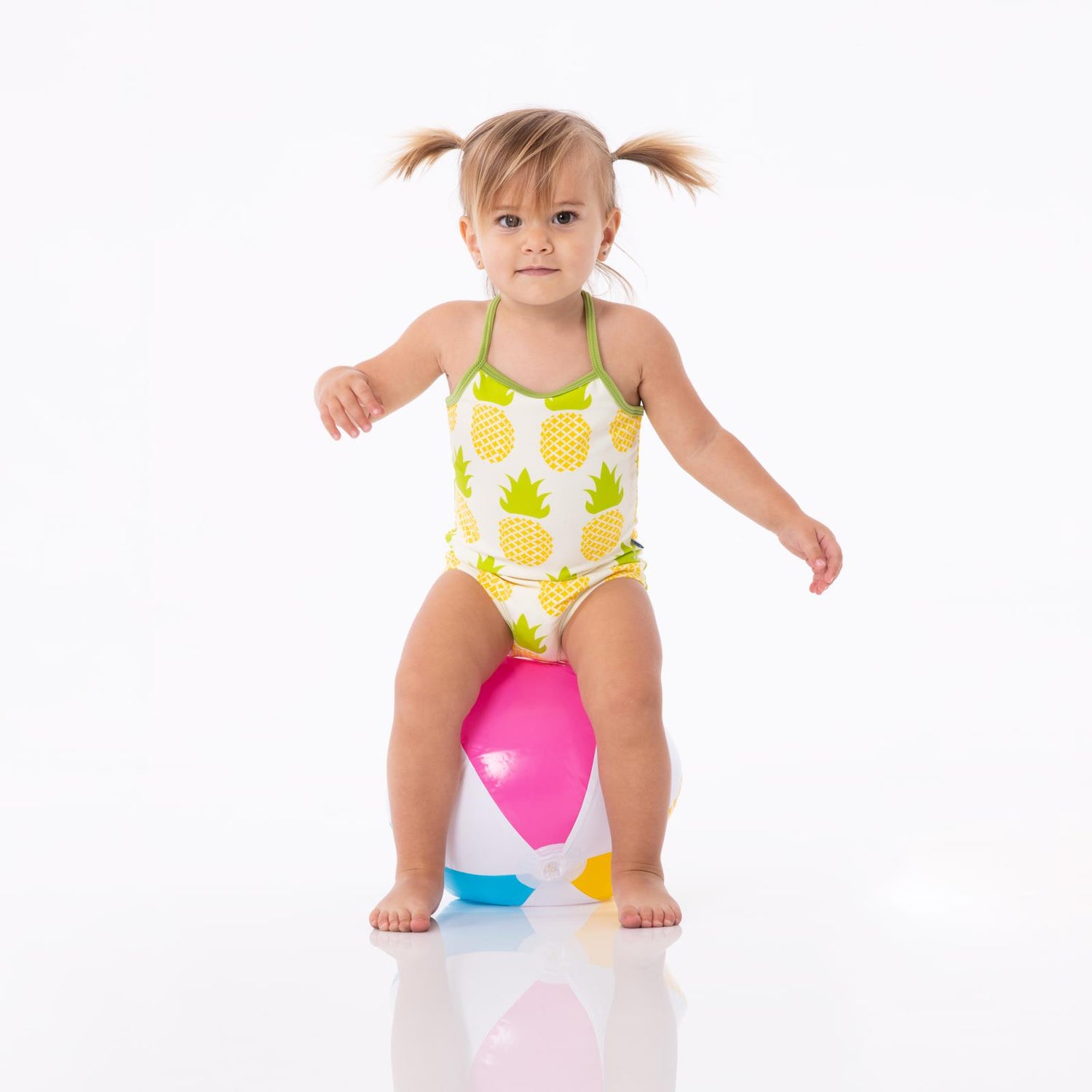 Print One-Piece Bathing Suit in Natural Pineapple