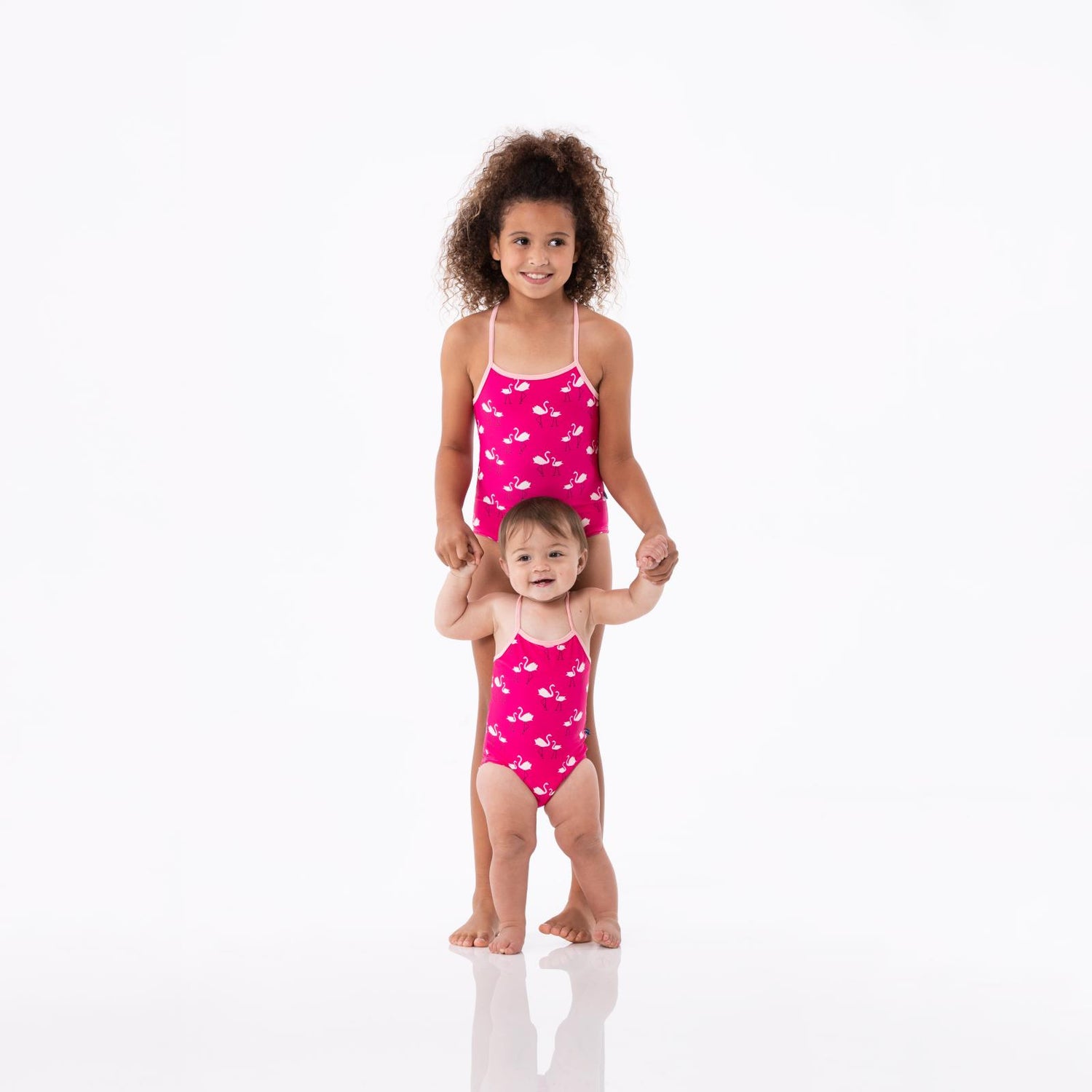 Print One-Piece Bathing Suit in Calypso Flamingos