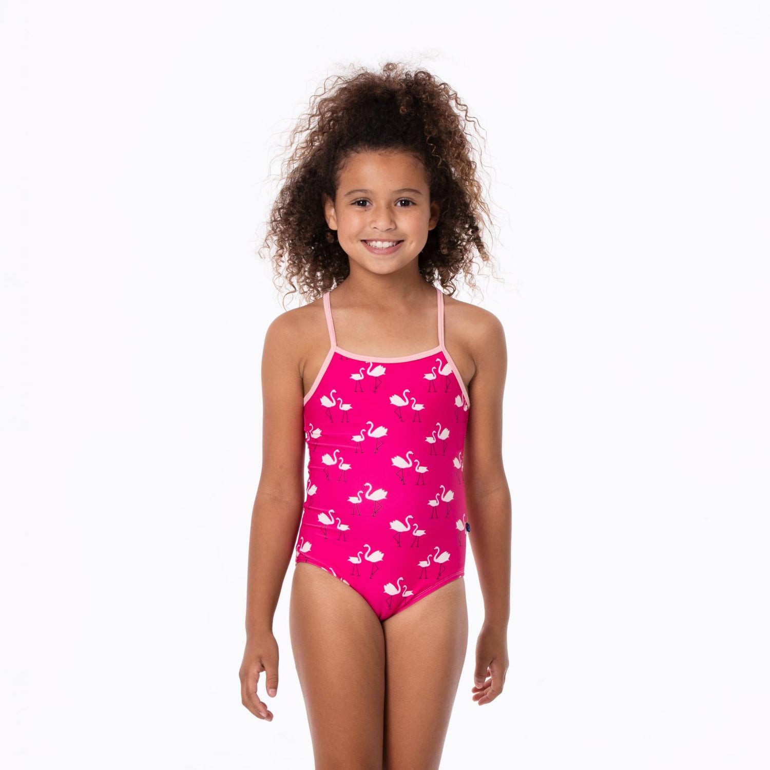 Print One-Piece Bathing Suit in Calypso Flamingos