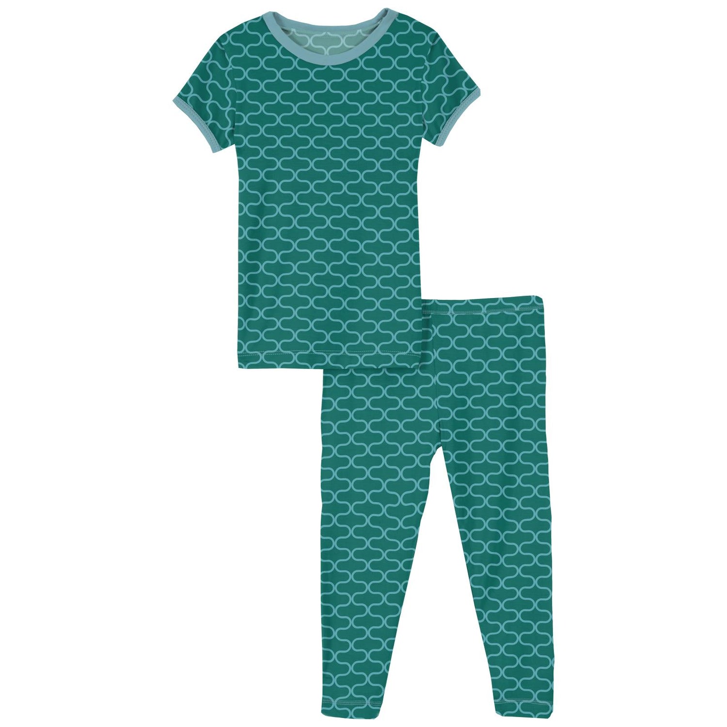 Print Short Sleeve Luxe Jersey Pajama Set in Ivy Lattice