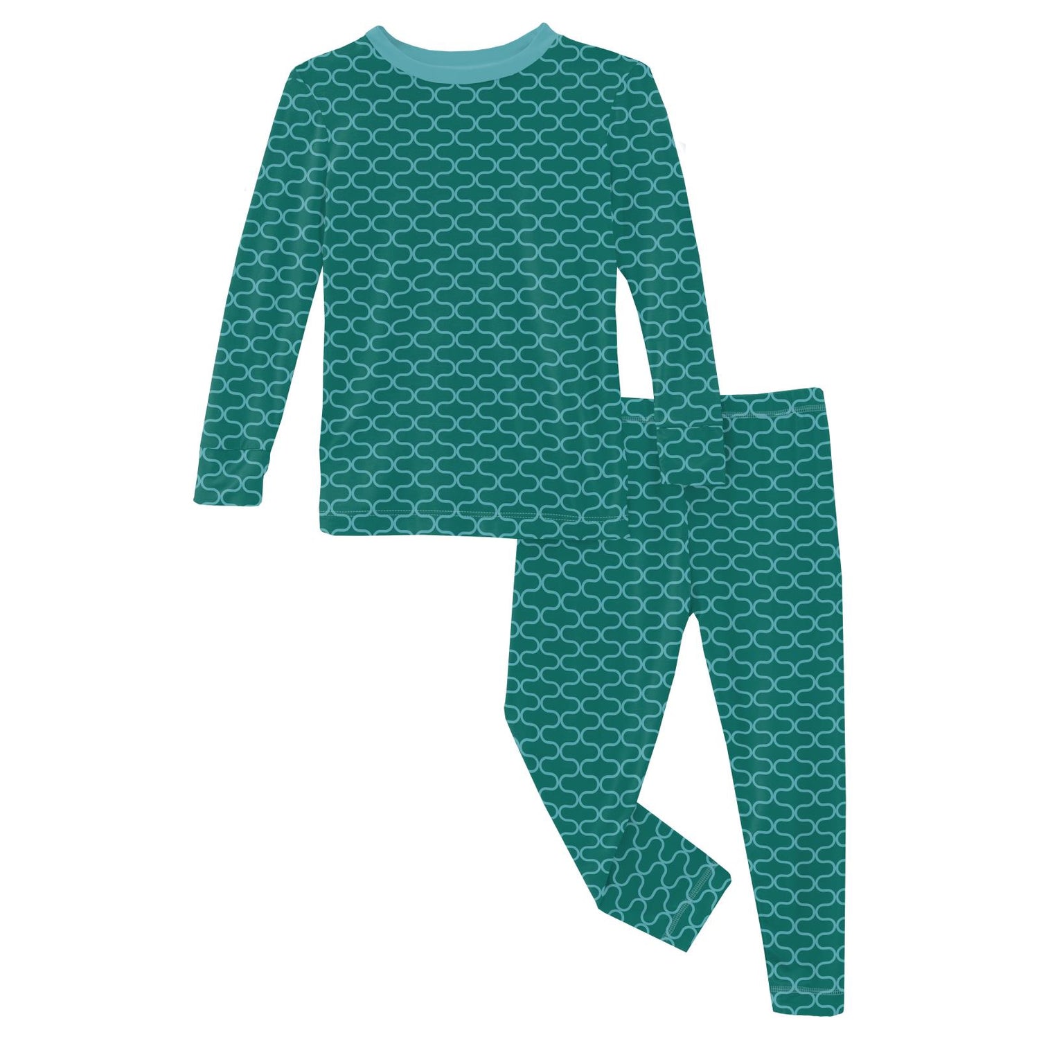 Print Long Sleeve Pajama Set in Ivy Lattice